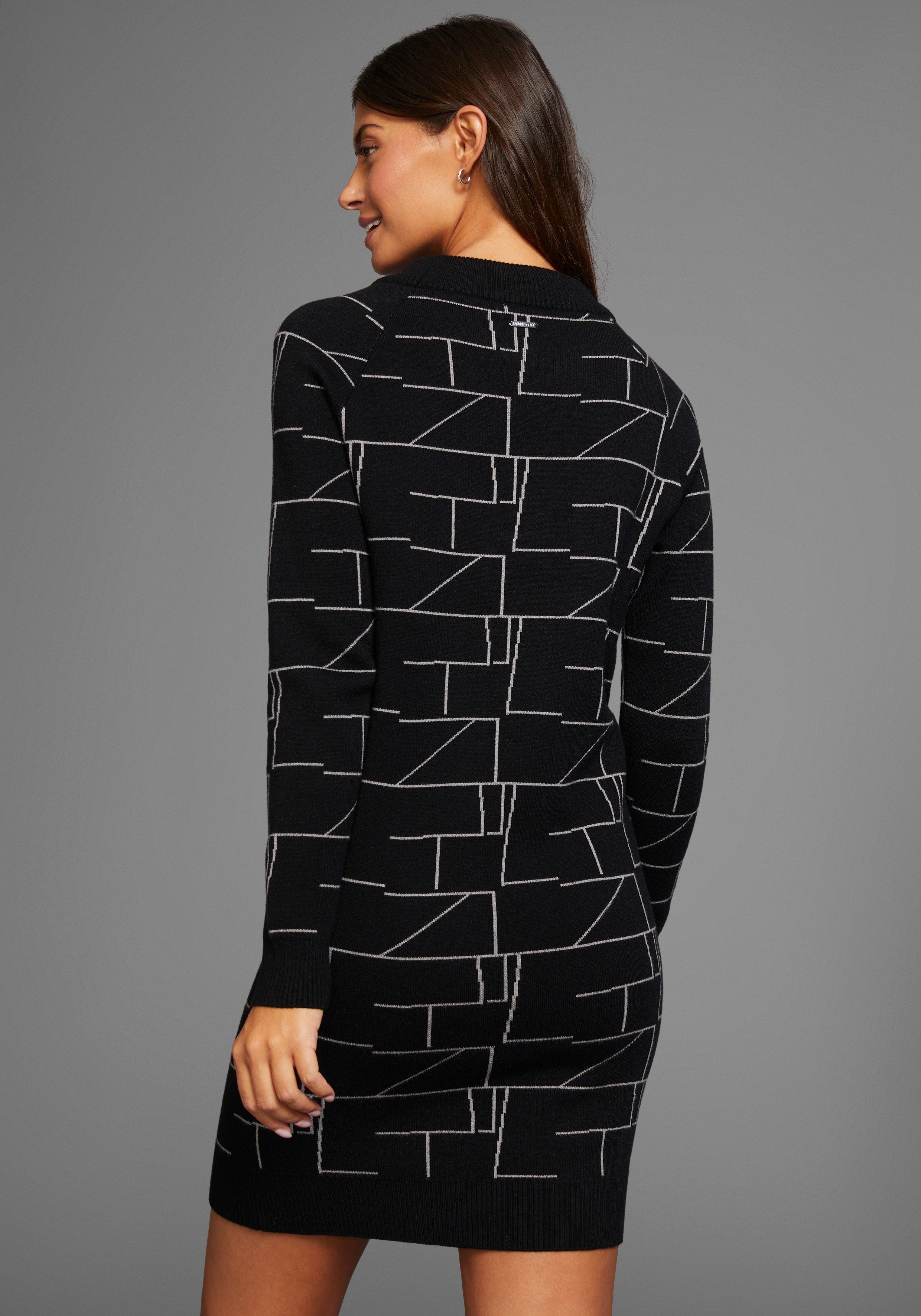Laura Scott Gebreide jurk van knuffelige jacquard brei met grafisch motief