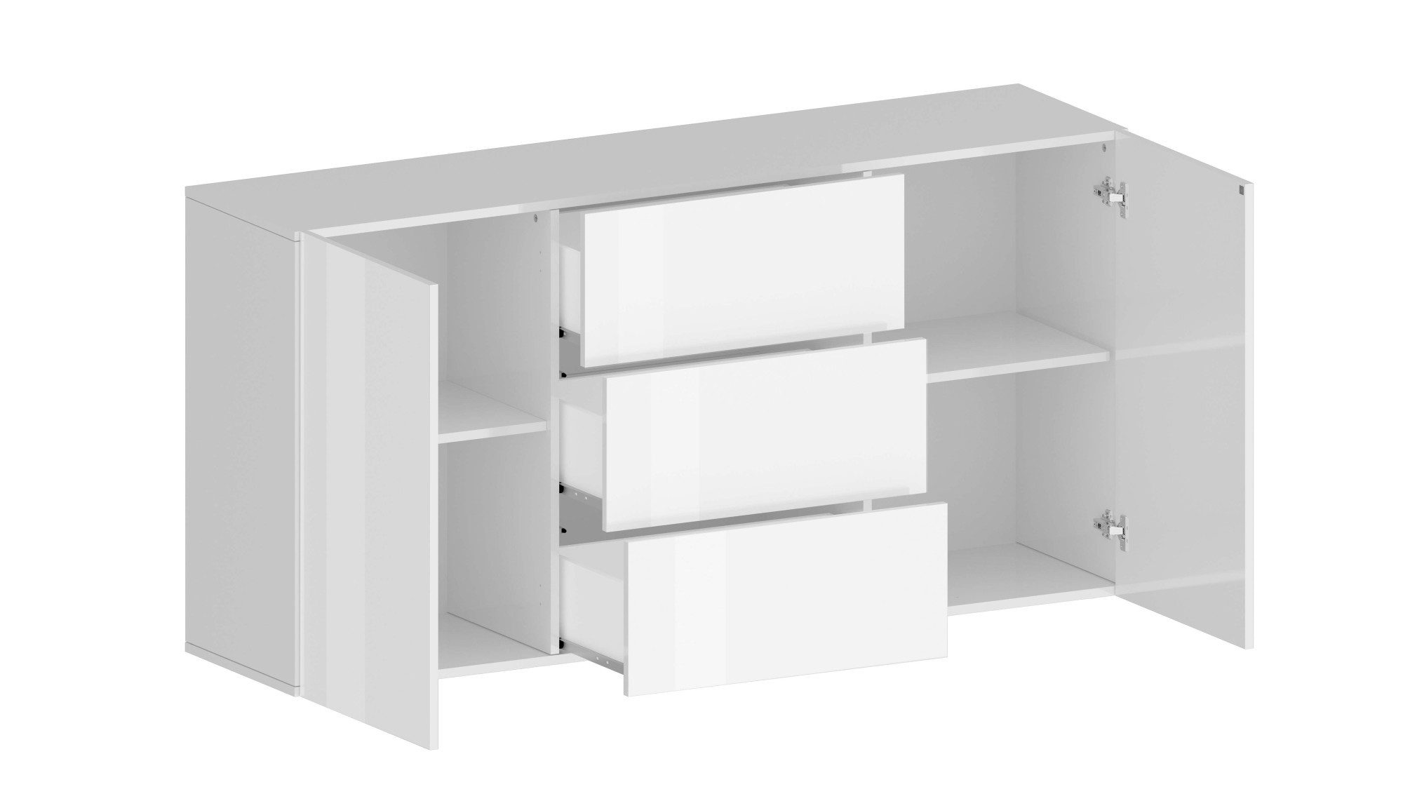 INOSIGN Dressoir Egypt, Ladekast, Kast, Buffet, greeploos 2 deuren, 3 lades, volledig hoogglans gelakt breedte 160