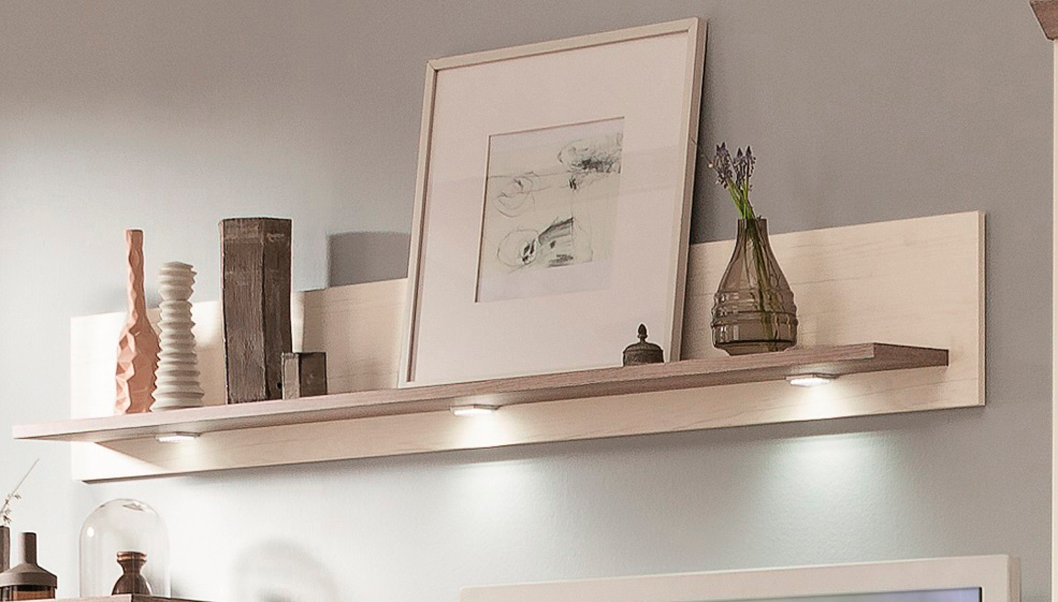 set one by Musterring Wandplank York in drie maten en kleuren, verlichting optioneel, 1 legplank