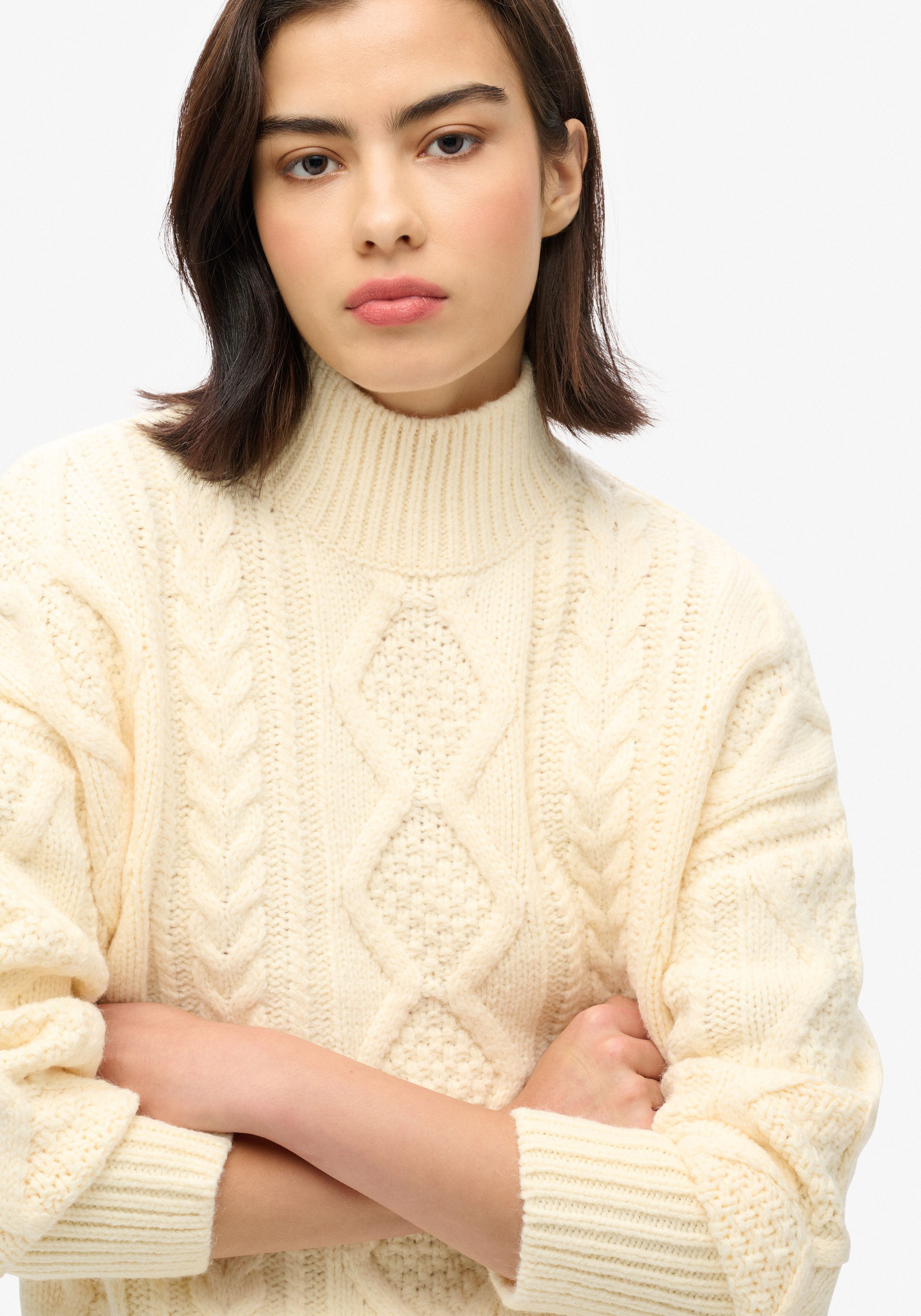 Superdry Gebreide trui CABLE HIGH NECK JUMPER