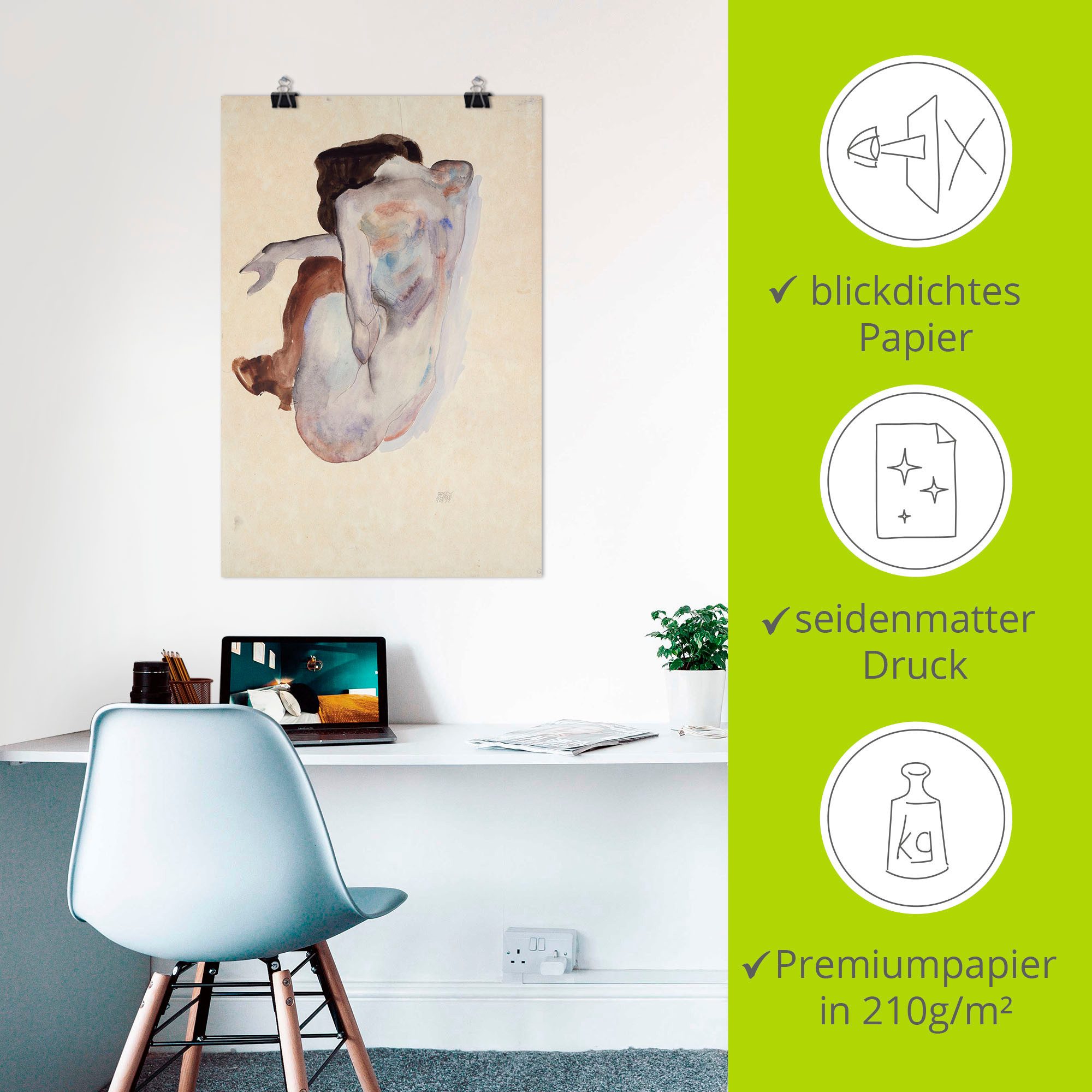 Artland Artprint Gehurkte naakt met schoenen als poster in verschillende formaten maten