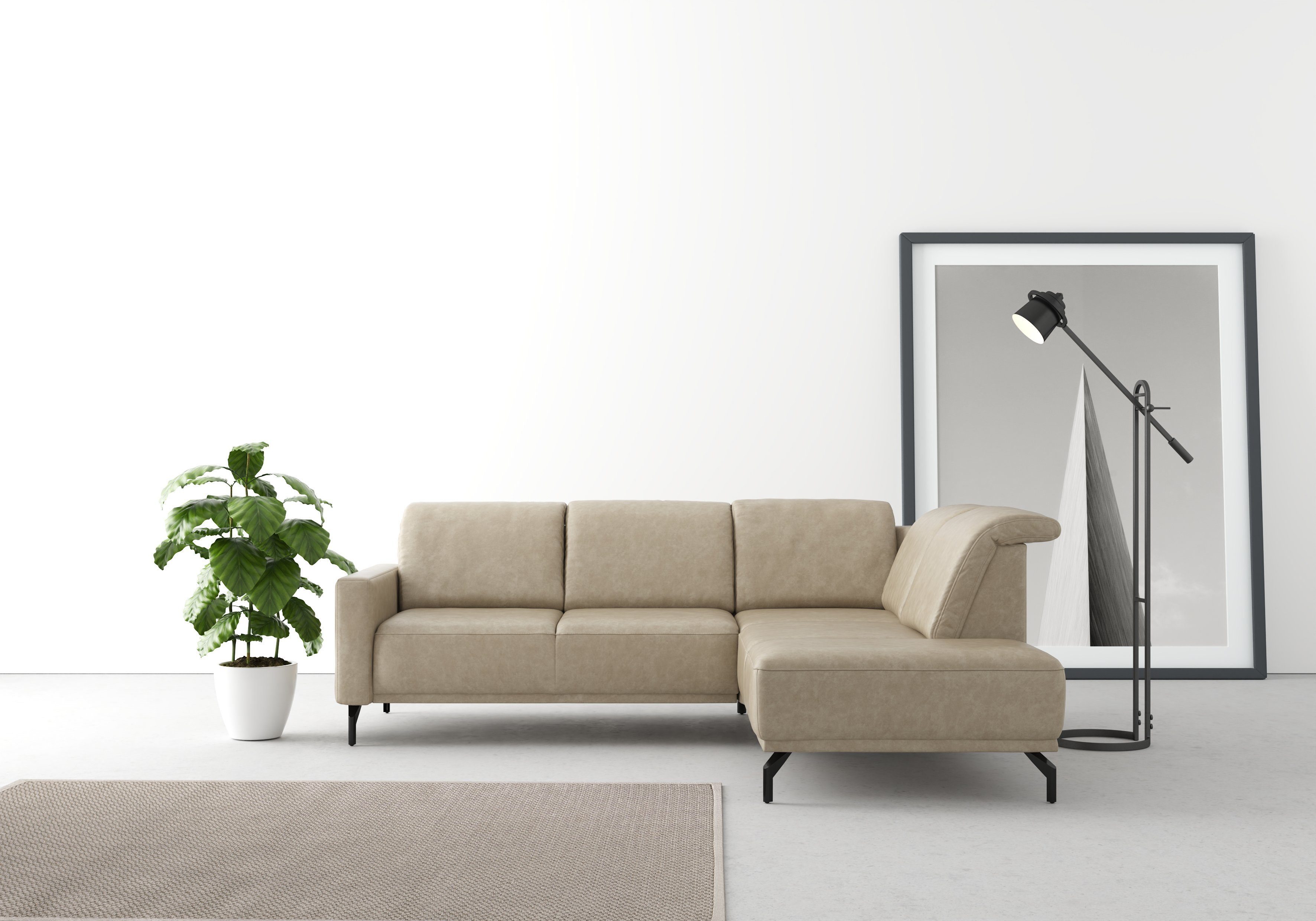 sit&more Hoekbank Bailando L-vorm naar keuze met verstelbare hoofdsteun en uittrekzitting, motorisch beige, hoekbanken, 249 cm