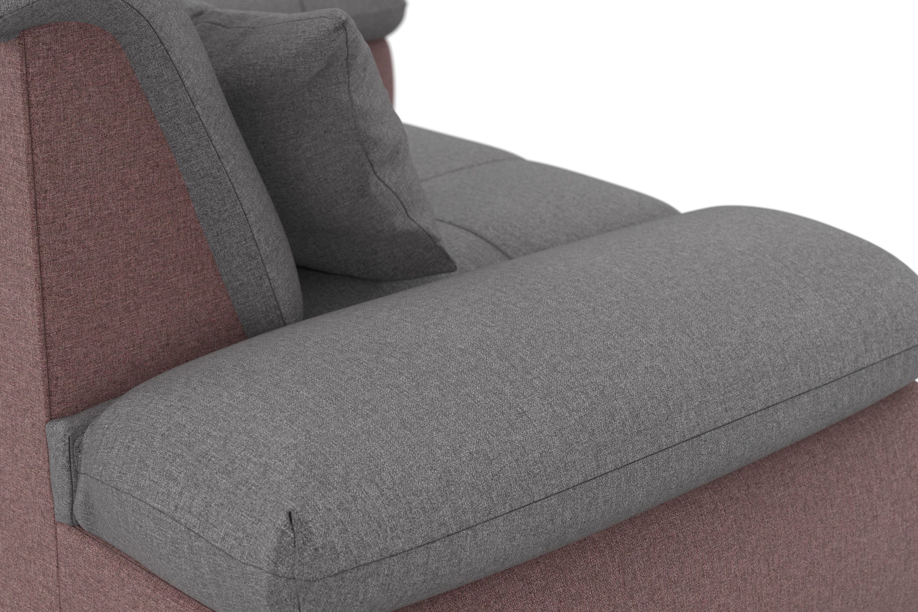 DOMO collection Hoekbank Moric, L-vorm, XXL-bank - Breedte 300cm keuze met bedfunctie en armleuningverstelling, donkergroen