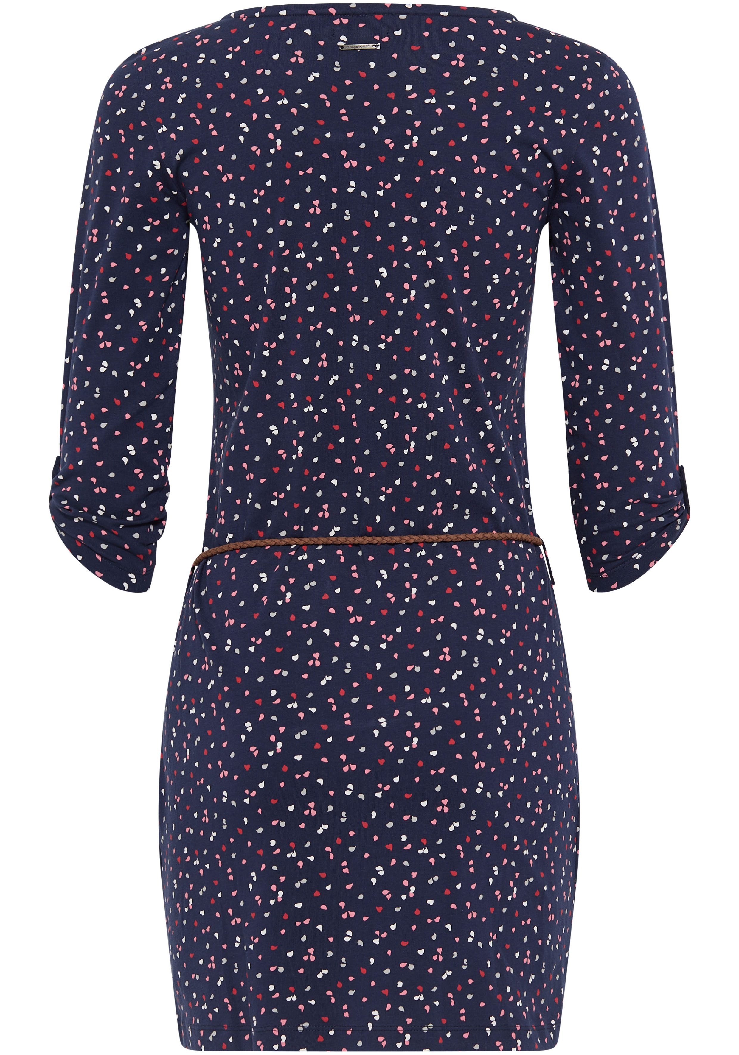 KangaROOS Jerseyjurk Mini-lengte 3 4-mouwen van zachte katoen (set Met een afneembare riem)