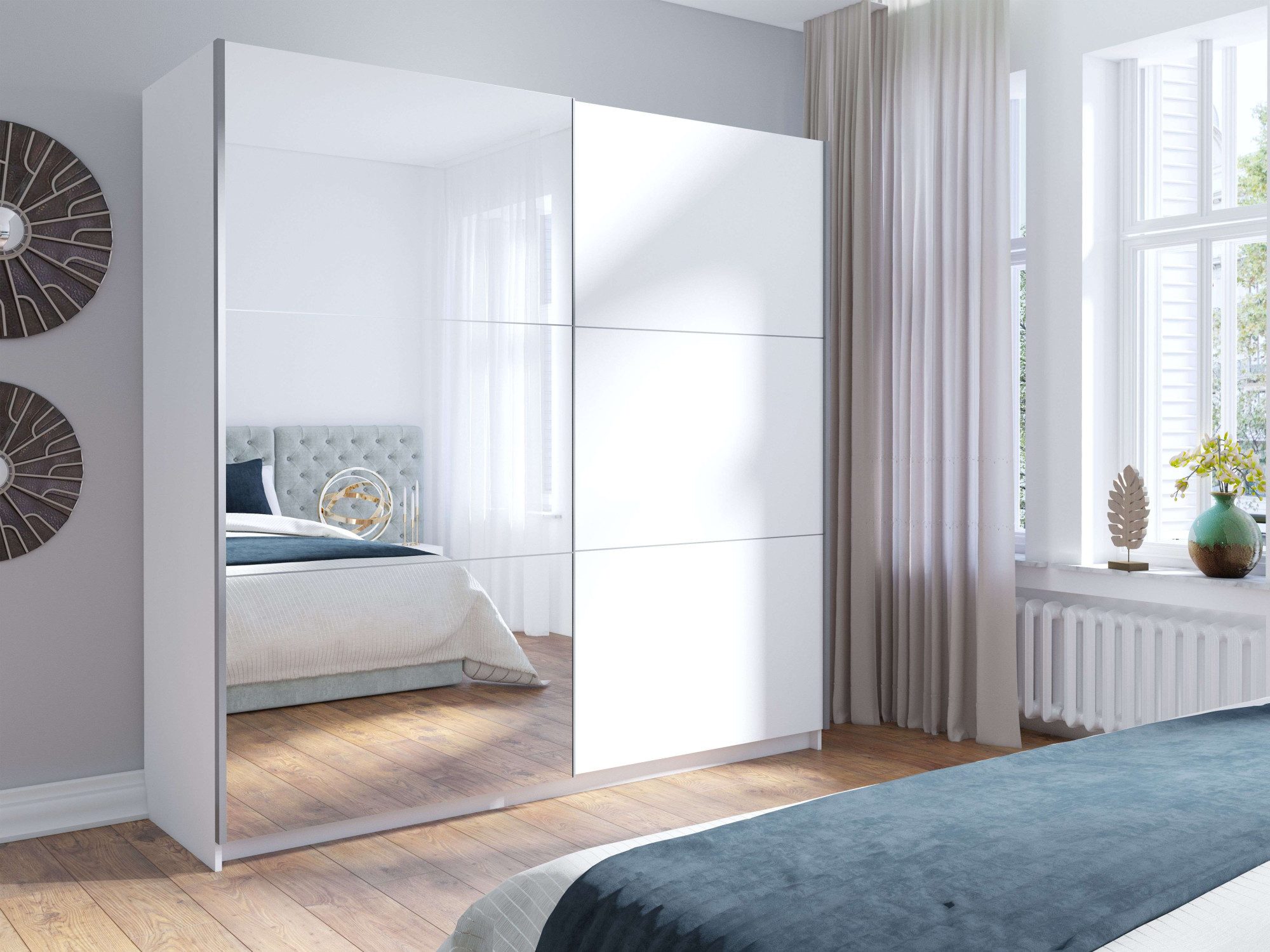Home affaire Kledingkast Fresno met 5 planken, spiegel en kledingstang