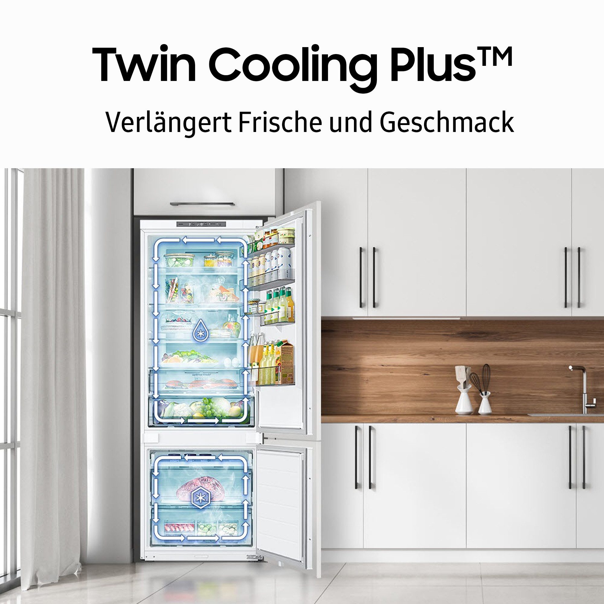 Samsung Inbouw koel-vriescombinatie BRB80F30ADFO, 193,5 cm x 54 cm, All‑Around Cooling ‑ Gelijkmatige koeling