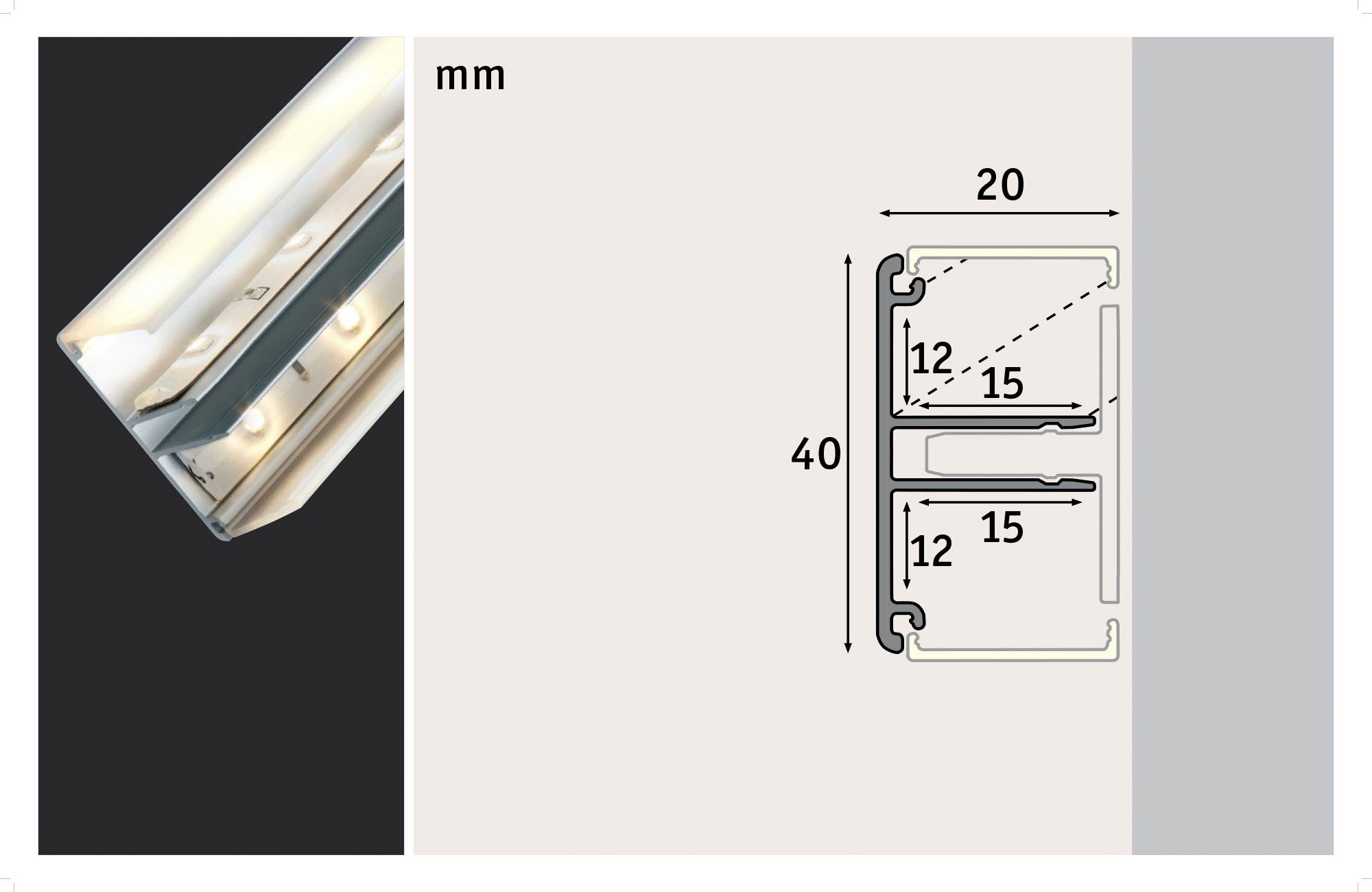 Paulmann Led-strepen Duo profiel 1m alu geanodiseerd, aluminium alu geanodiseerd, aluminium (1 stuk)