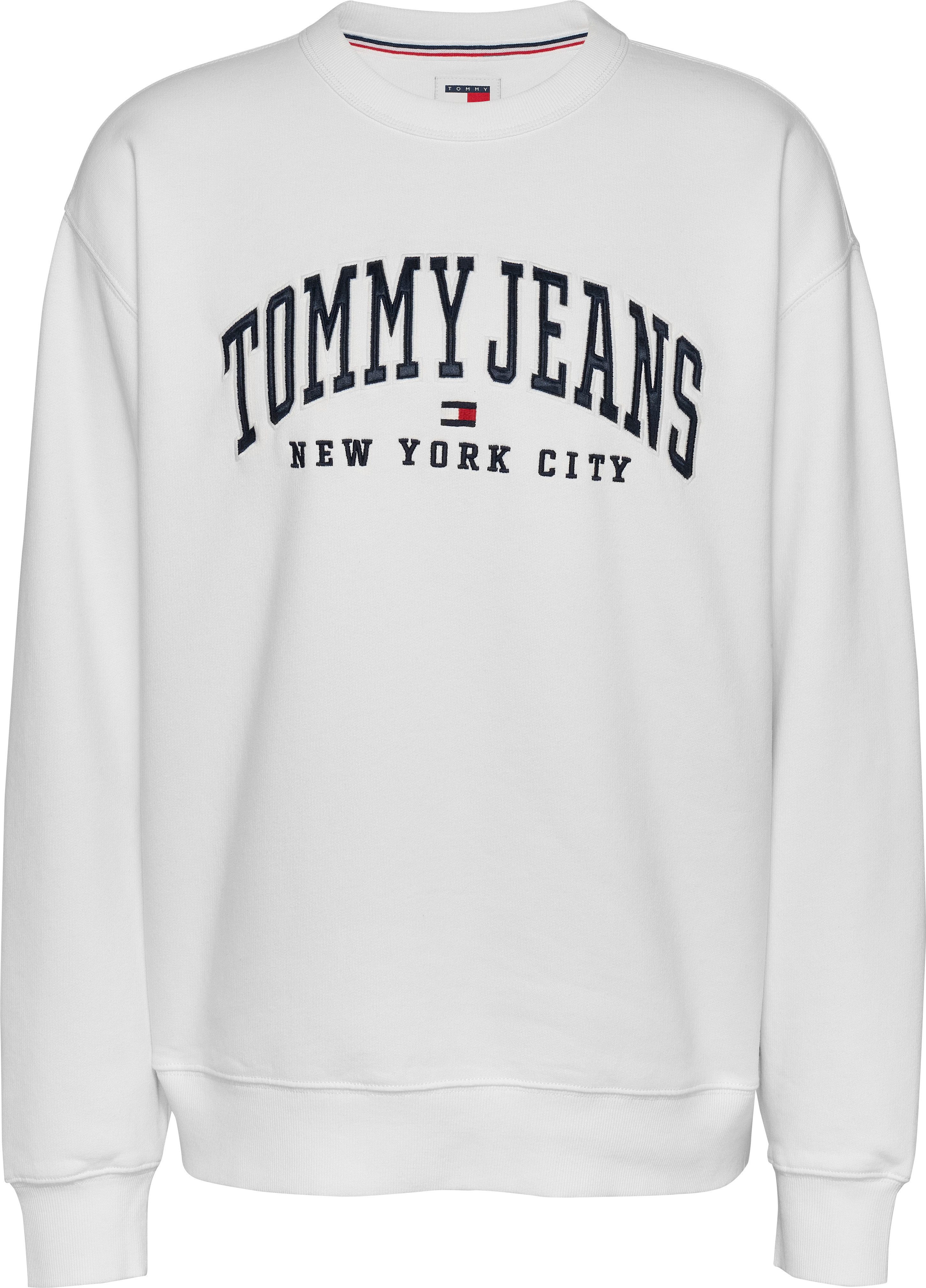TOMMY JEANS Sweatshirt TJW RLX VARSITY CREW met washed-effect groot logo
