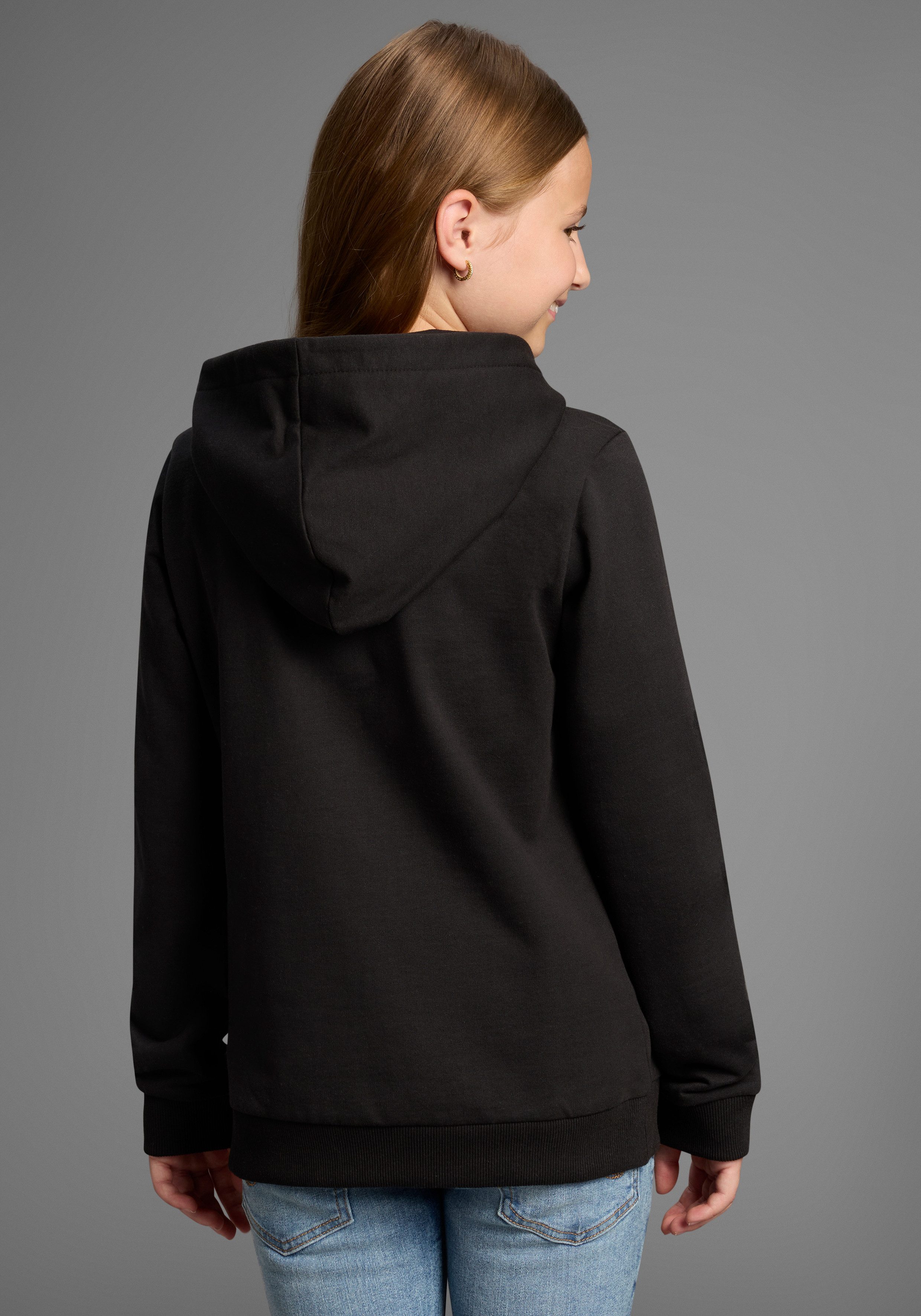 KangaROOS Hoodie met logoprint Lange mouwen, bedrukt, van sweatstof met katoen, met kangoeroezak