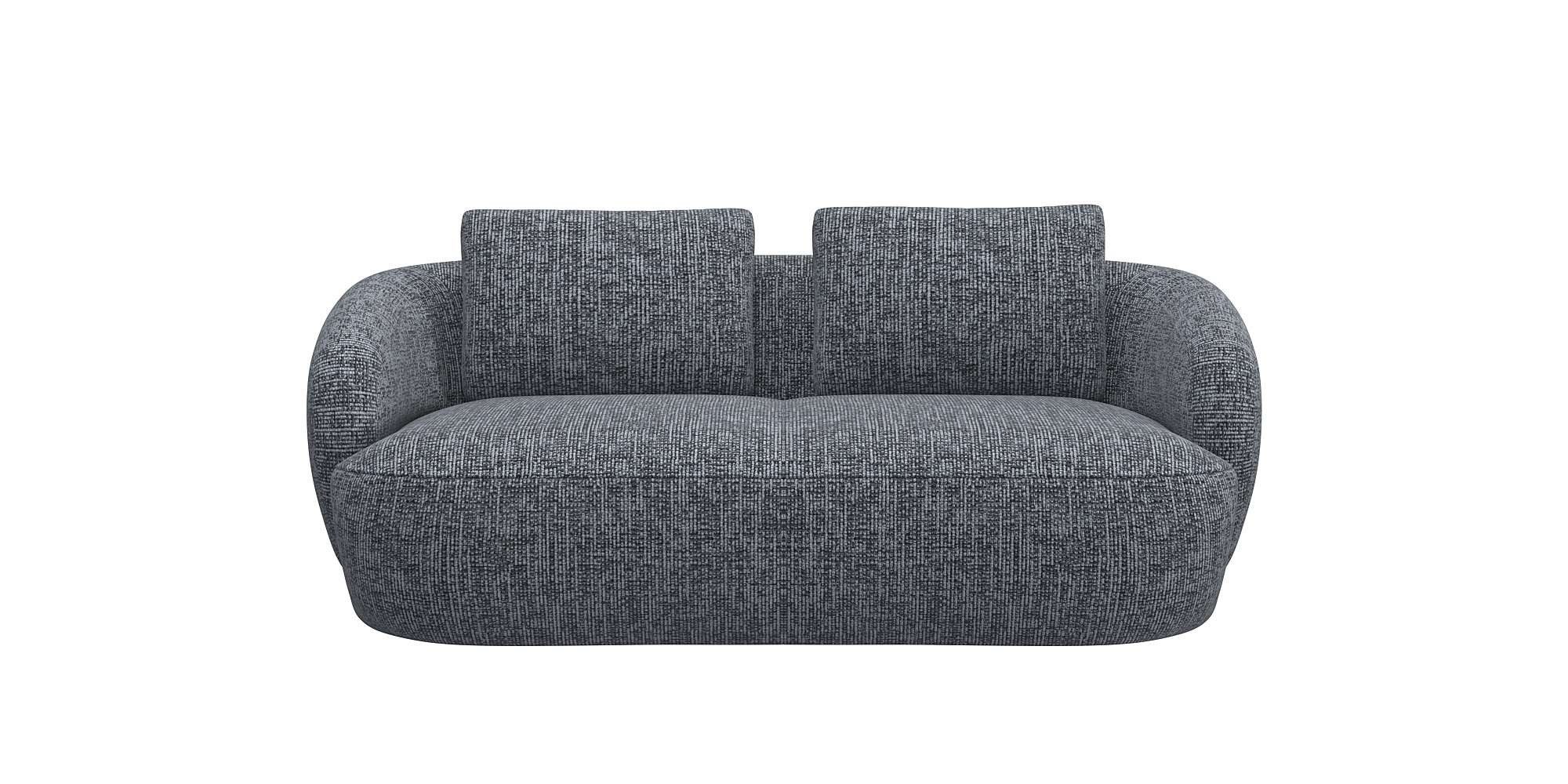 FLEXLUX 2,5-zits Torino, rond, bank, loveseat Modern, organisch bankontwerp, koudschuim, golfvering grijs, 2-zitsbanken
