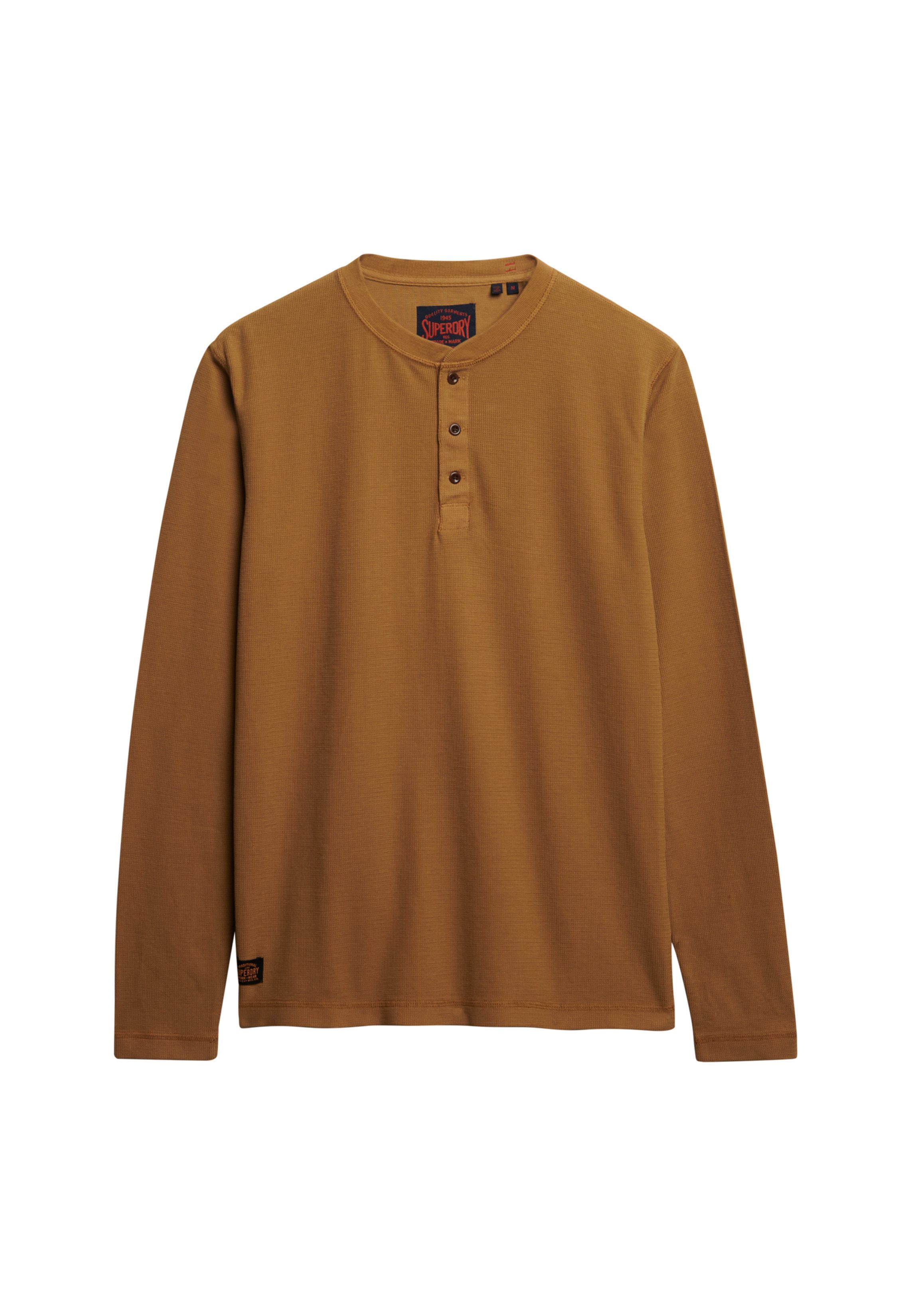 Superdry Shirt met lange mouwen WAFFLE LONG SLEEVE HENLEY TOP