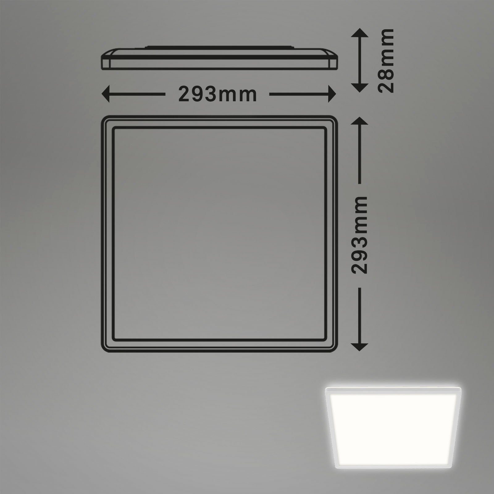 Briloner Leuchten Led-paneel 7156416 SLIM Plafondlamp, 29,3x29,3x2,8 cm, wit, 18W, woonkamer, slaapkamer