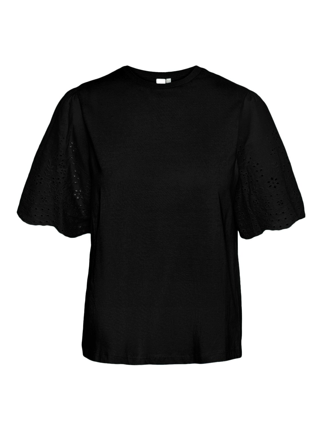 Y.A.S Shirt met korte mouwen YASLEX SS TOP W. EMB SLEEVES S. NOOS (Korte mouw met ajourborduurwerk, ronde hals, normale pasvorm)