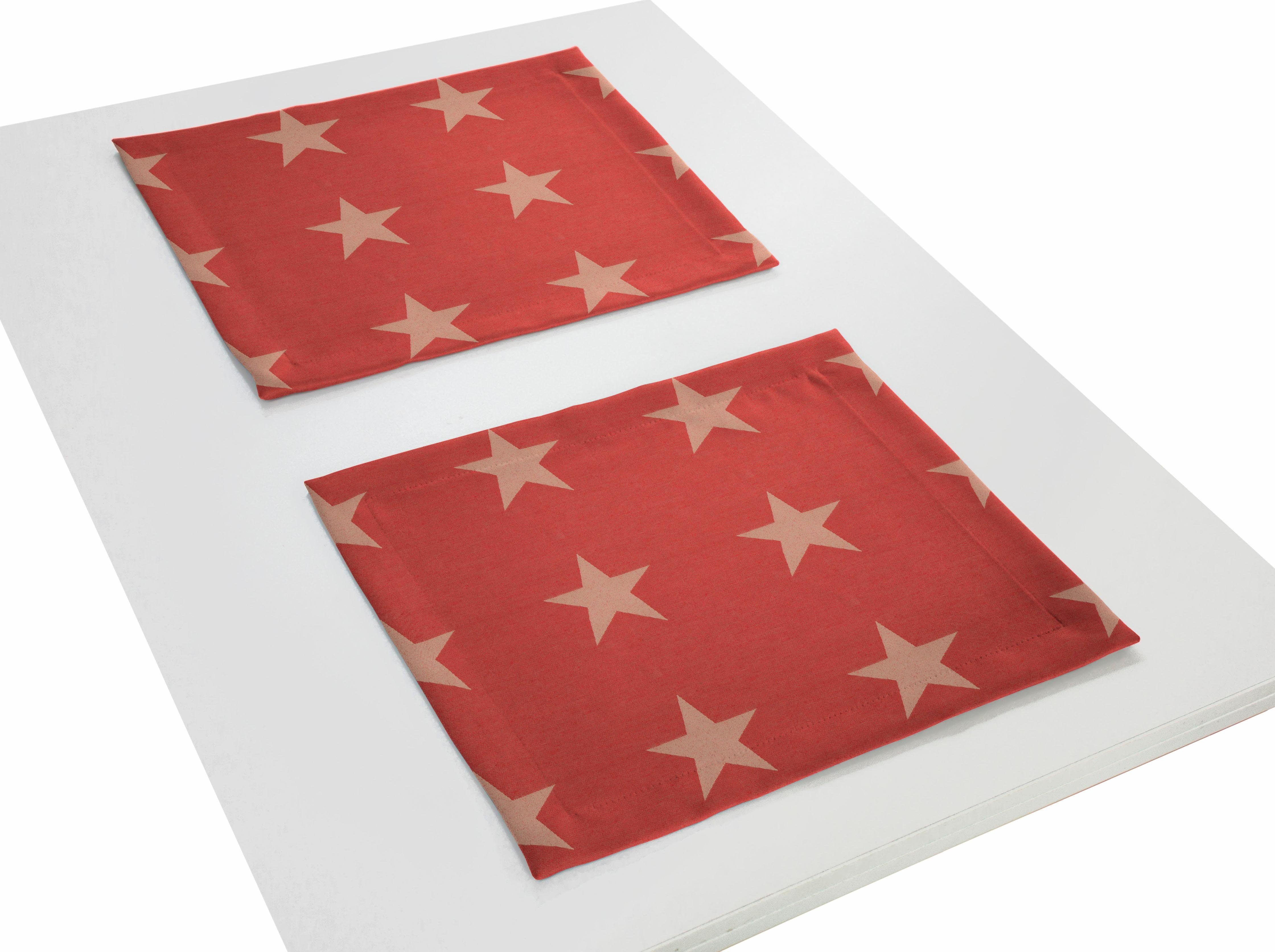 Wirth Set placemats Felino (set, 2 stuks) tafelkleden maat 40x35 cm eckig rood