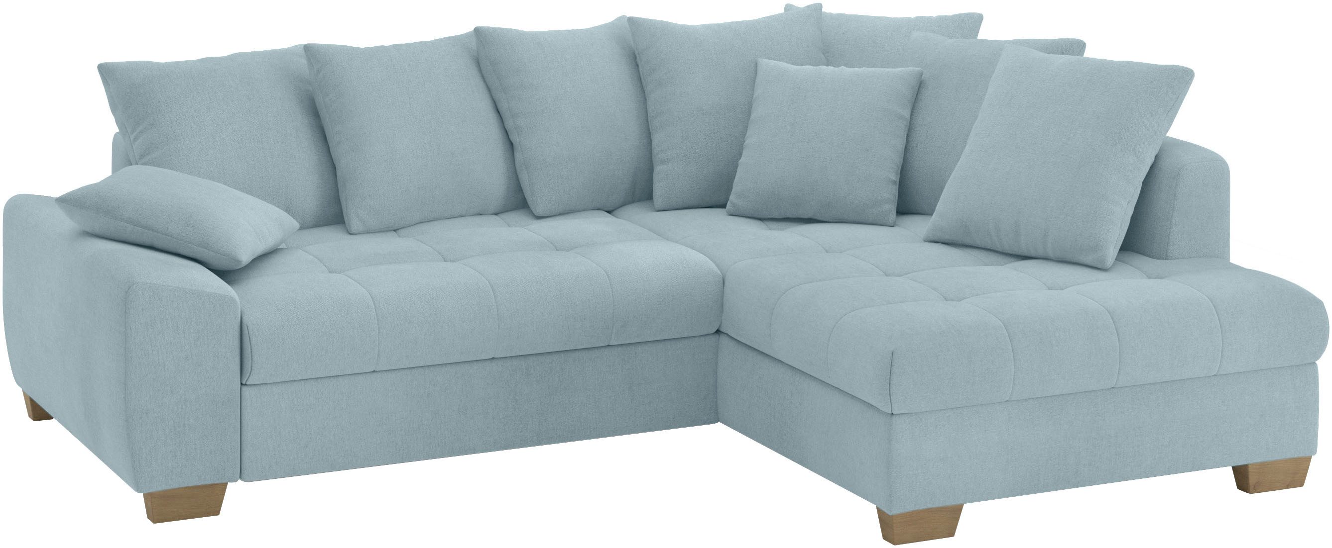 Mr. Couch Hoekbank Nikita II, L-vorm Keuze met bedfunctie, bedlade & RGB-LED-verlichting blauw, hoekbanken, 243 cm