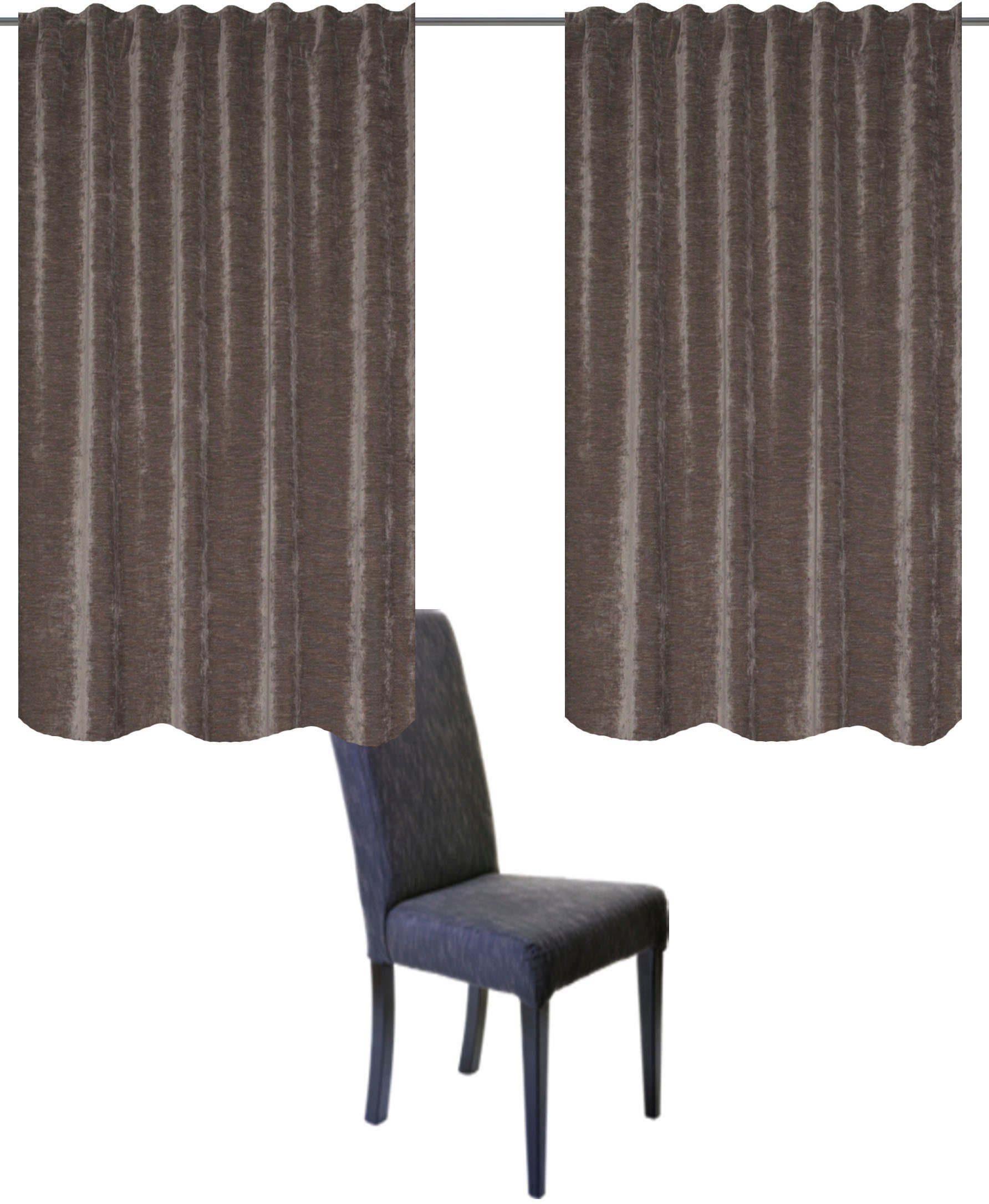Home Basics Gordijn WOLLY 2-delig set thermo-chenille uni wolly (2 stuks) kant & klaar gordijnen maat 135 cm x 175 cm grijs