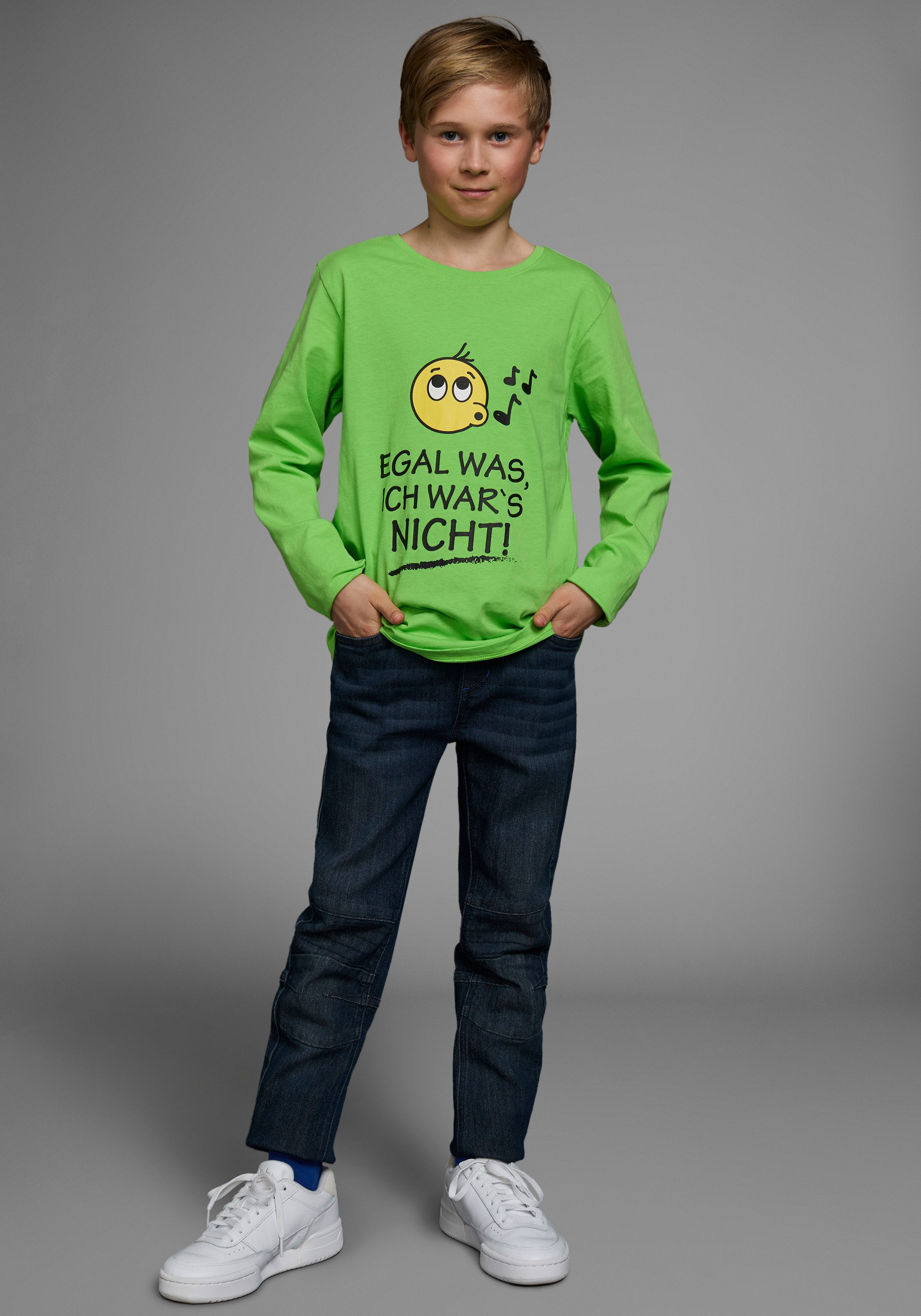 KIDSWORLD Shirt met lange mouwen EGAL WAS, ICH WAR'S NICHT! Lange mouwen, basic pasvorm, frisse opdruk, ronde hals