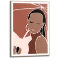 reinders! wanddecoratie ingelijste afbeelding vrouw parasol - zon - schilderij (1 stuk) bruin