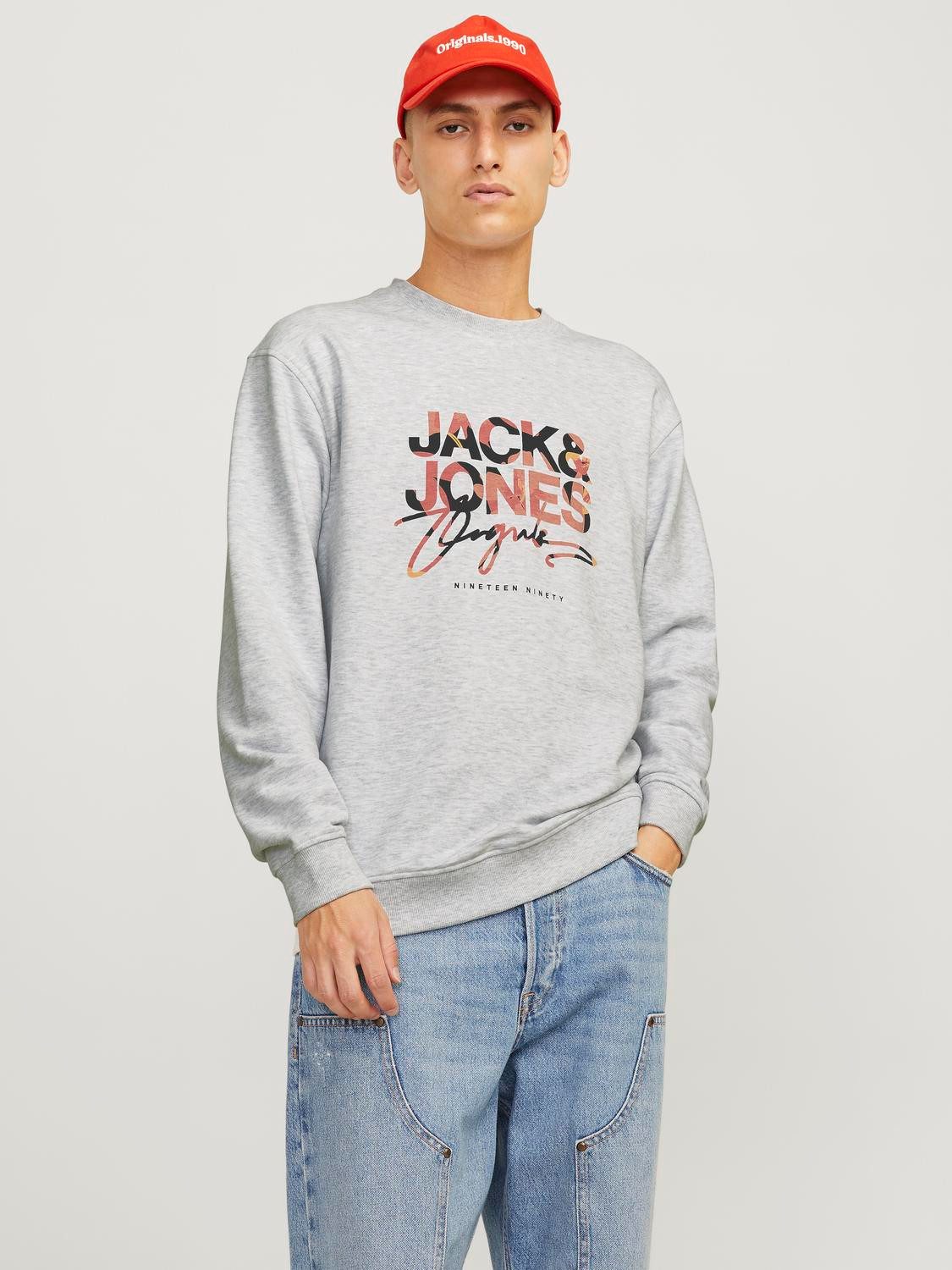 Jack & Jones Sweater JORARUBA AOP BRANDING SWEAT CREW NECK