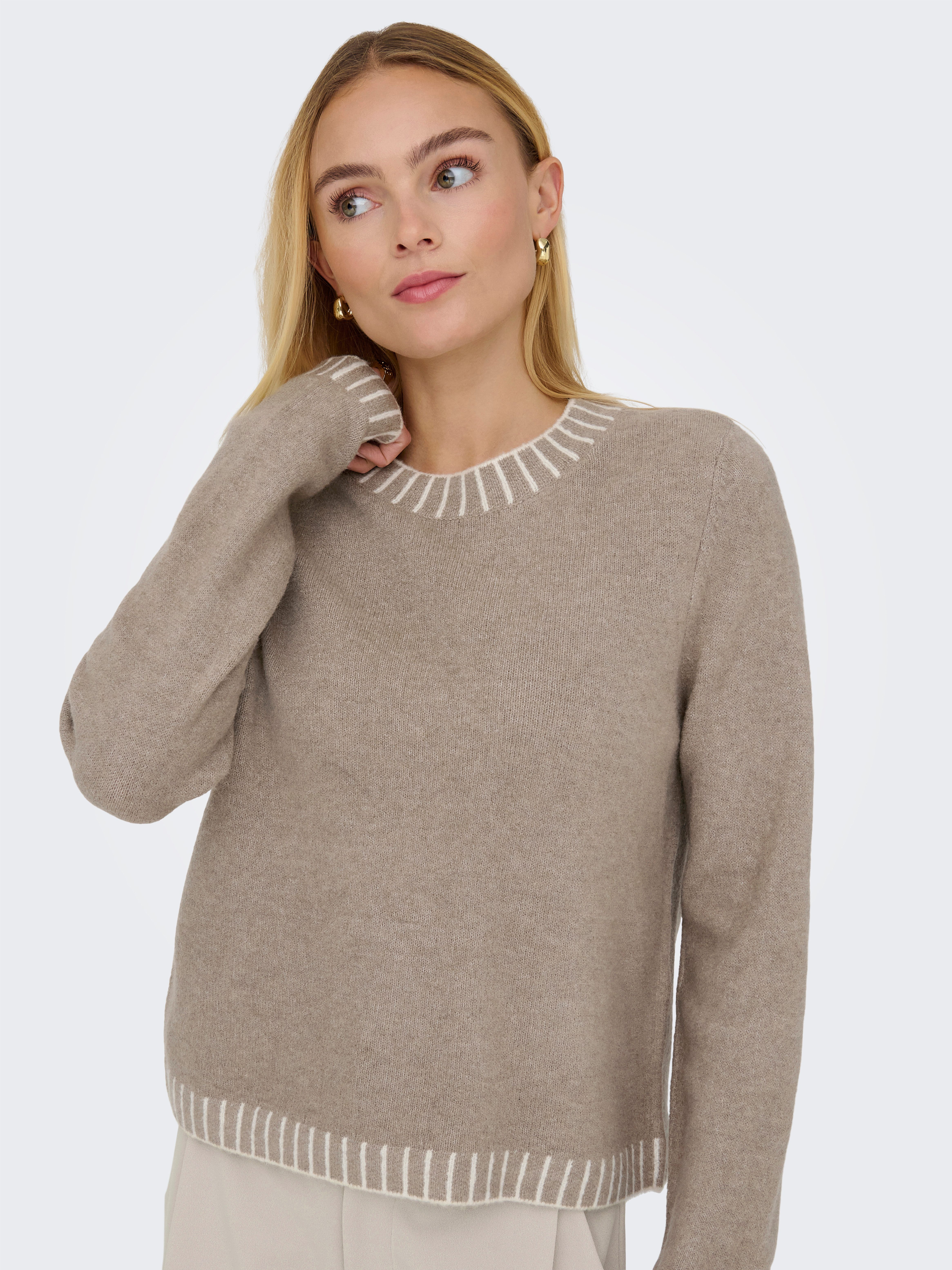 Only Gebreide trui ONLFINA LS STITCH O-NECK CC KNT