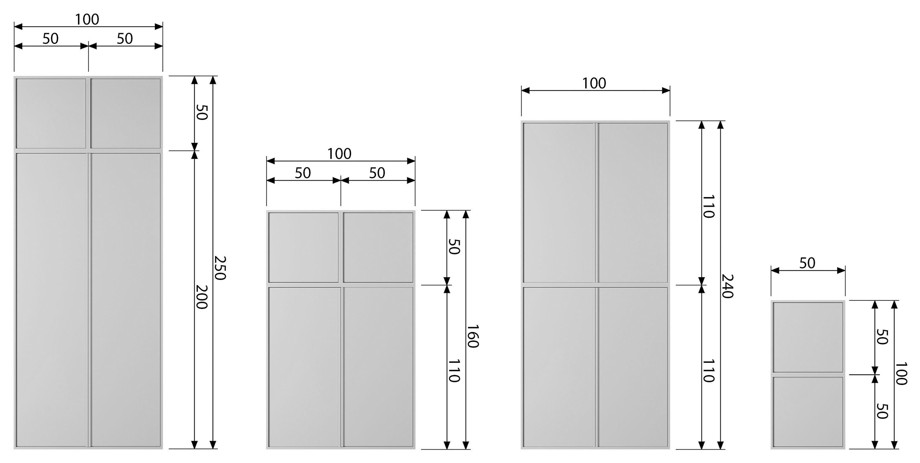 WOOOD Multifunctionele kast Daily garderobekast met push-to-open functie, hoogte 200 cm, breedte 50 of 100 cm