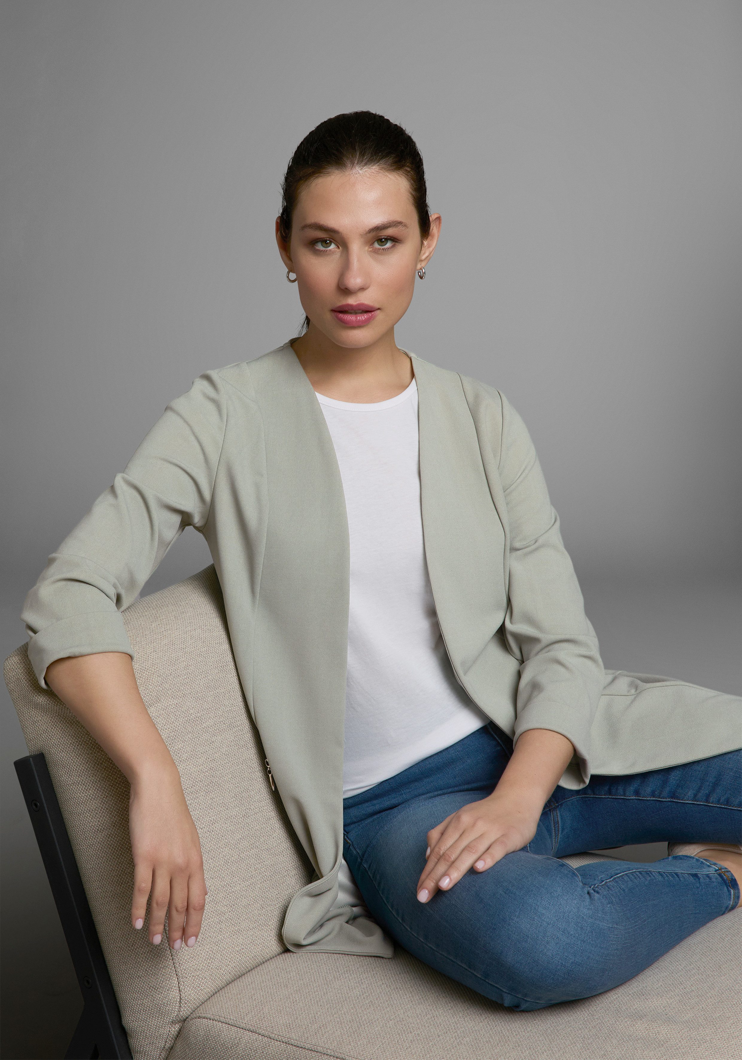 Laura Scott Lange blazer met ritssluitingen