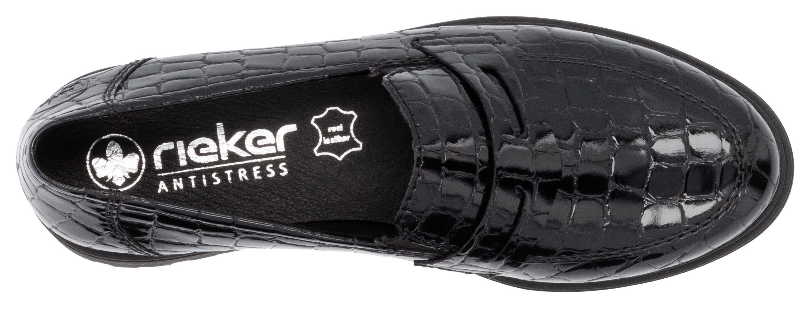 Rieker Loafers slippers, instapschoen, college schoenmet kleine elastieken