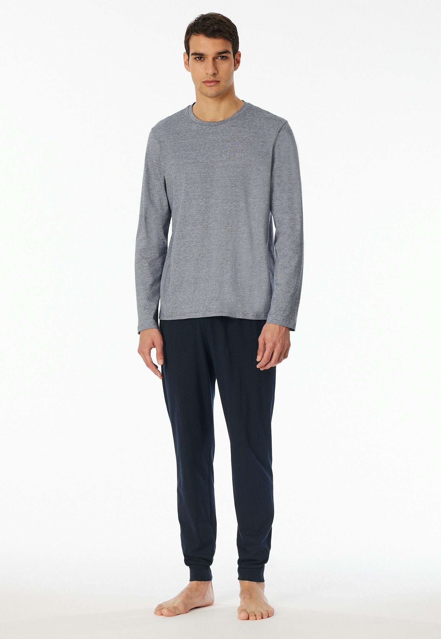 Schiesser Pyjama "Casual Essentials" met fijne, gebreide ringen heren voordeelsets maat 56 blauw