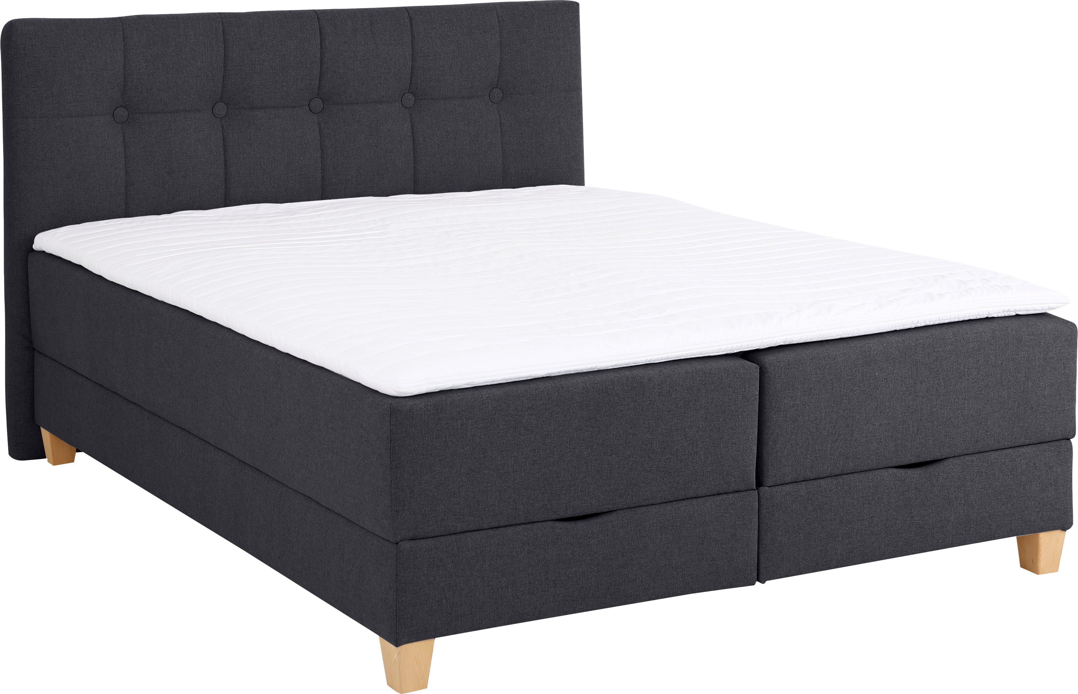 Home affaire Boxspring Lonrai in h2, h3 & h4 en xxl - verlengde 220 cm kiesbaar, incl. topper