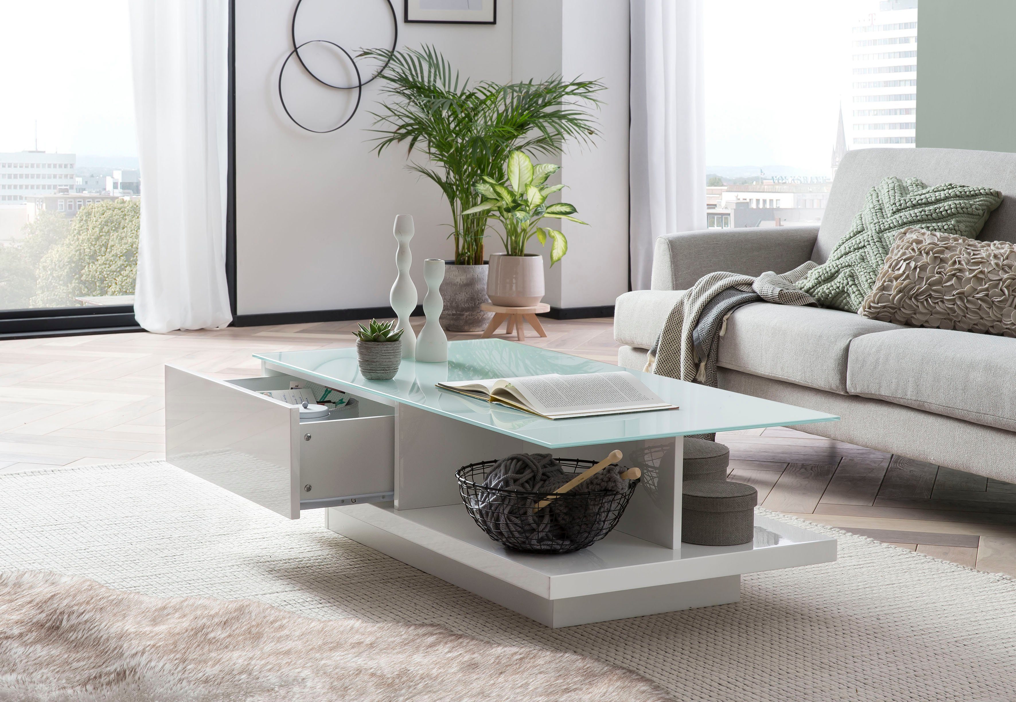 SalesFever Salontafel met tafelblad van gehard kristalglas