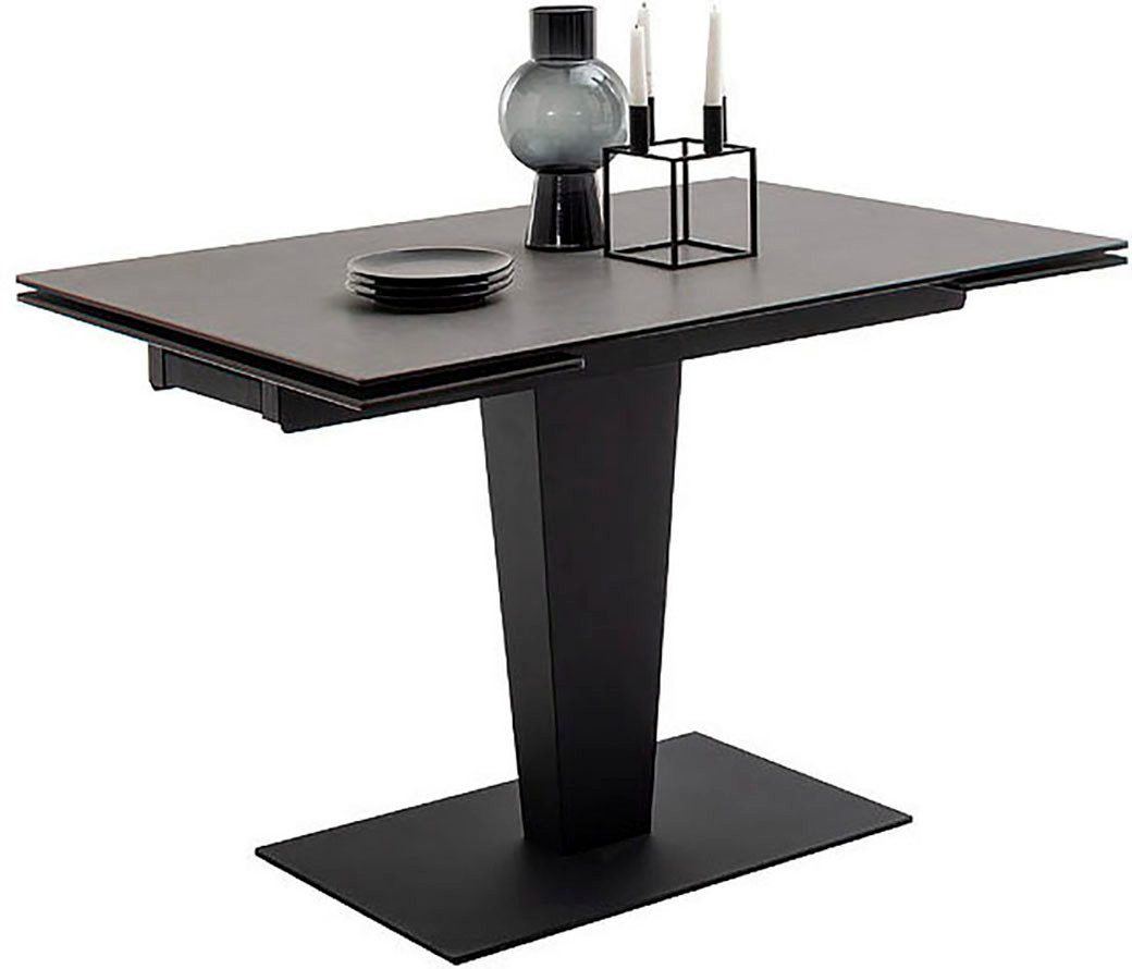 MCA furniture Eettafel PESARO uitschuifbare tafel met voet 120-180 cm Keramiek, roestvrij staal, eindschuif, uittrekbaar, tafelblad 14 mm