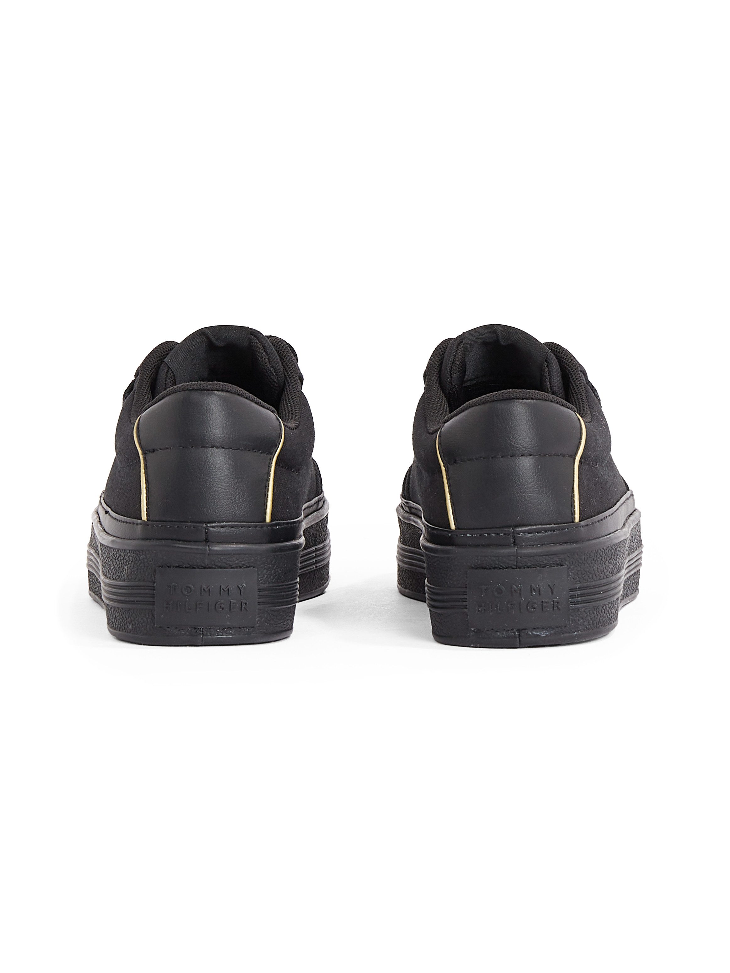 Tommy Hilfiger Plateausneakers ESSENTIAL VULC TEXTILE SNEAKER , vrijetijdsschoen, lage schoen, veterschoen met gouden details