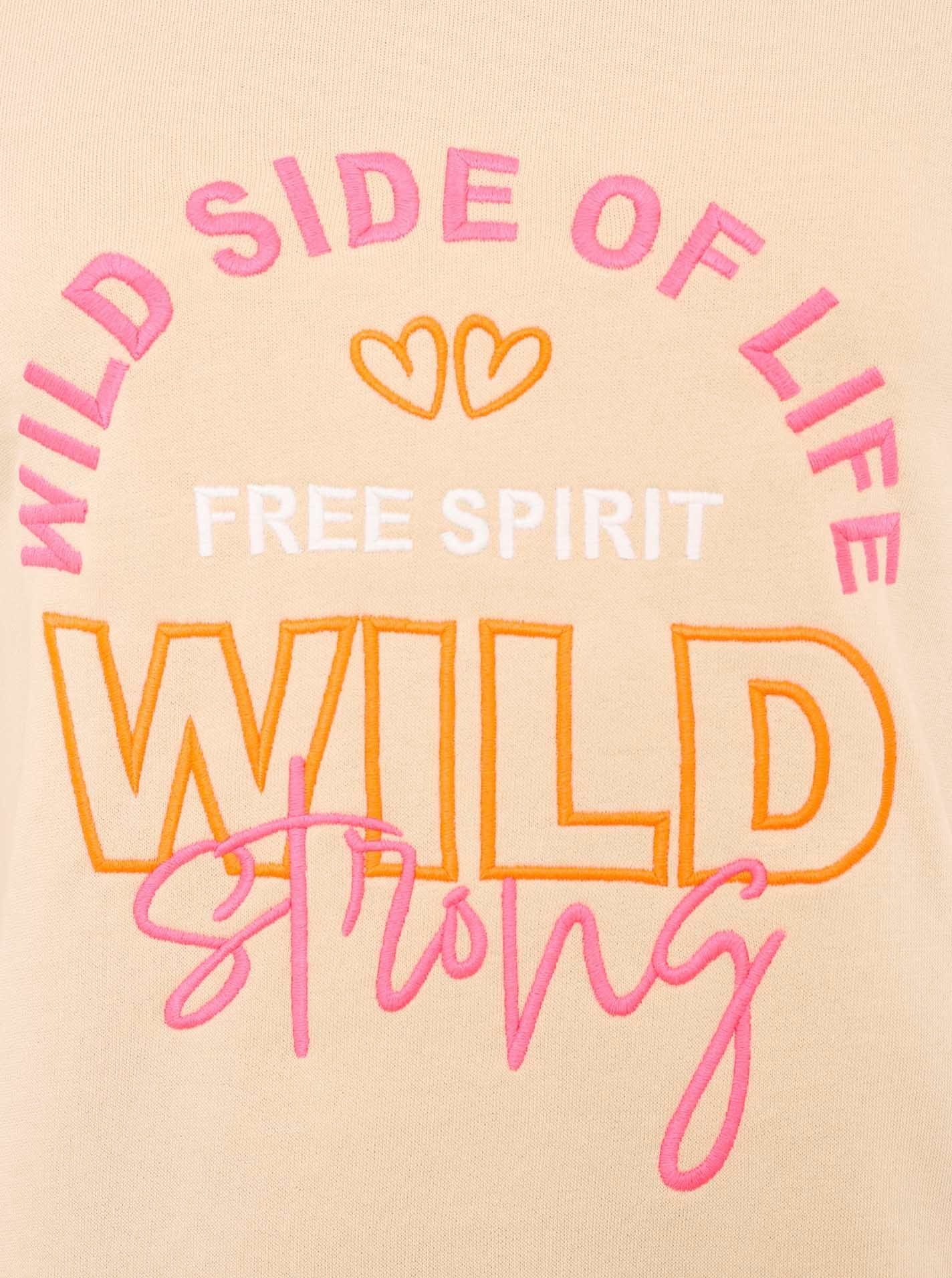 Zwillingsherz Sweatshirt Wild Side Of Life met used-look randen en kleurrijke borduursel