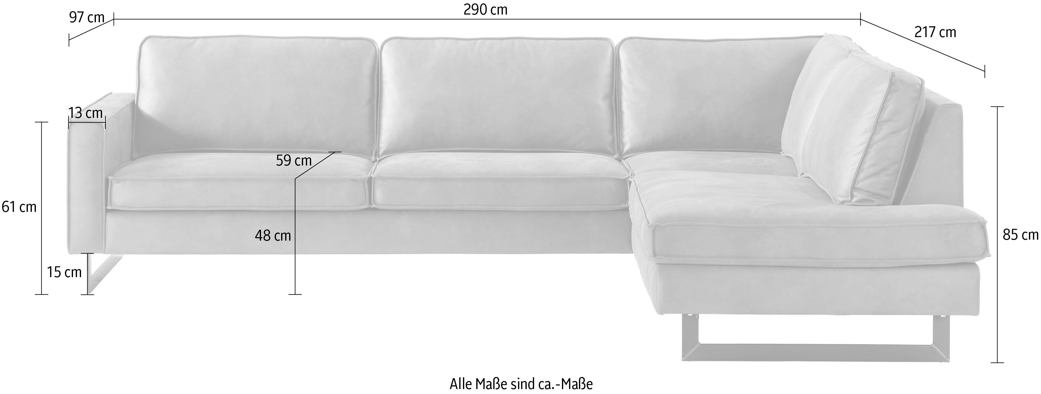 Places of Style Hoekbank Pinto, 290 cm, cord, chenille, leerlook, ottomane links/rechts
