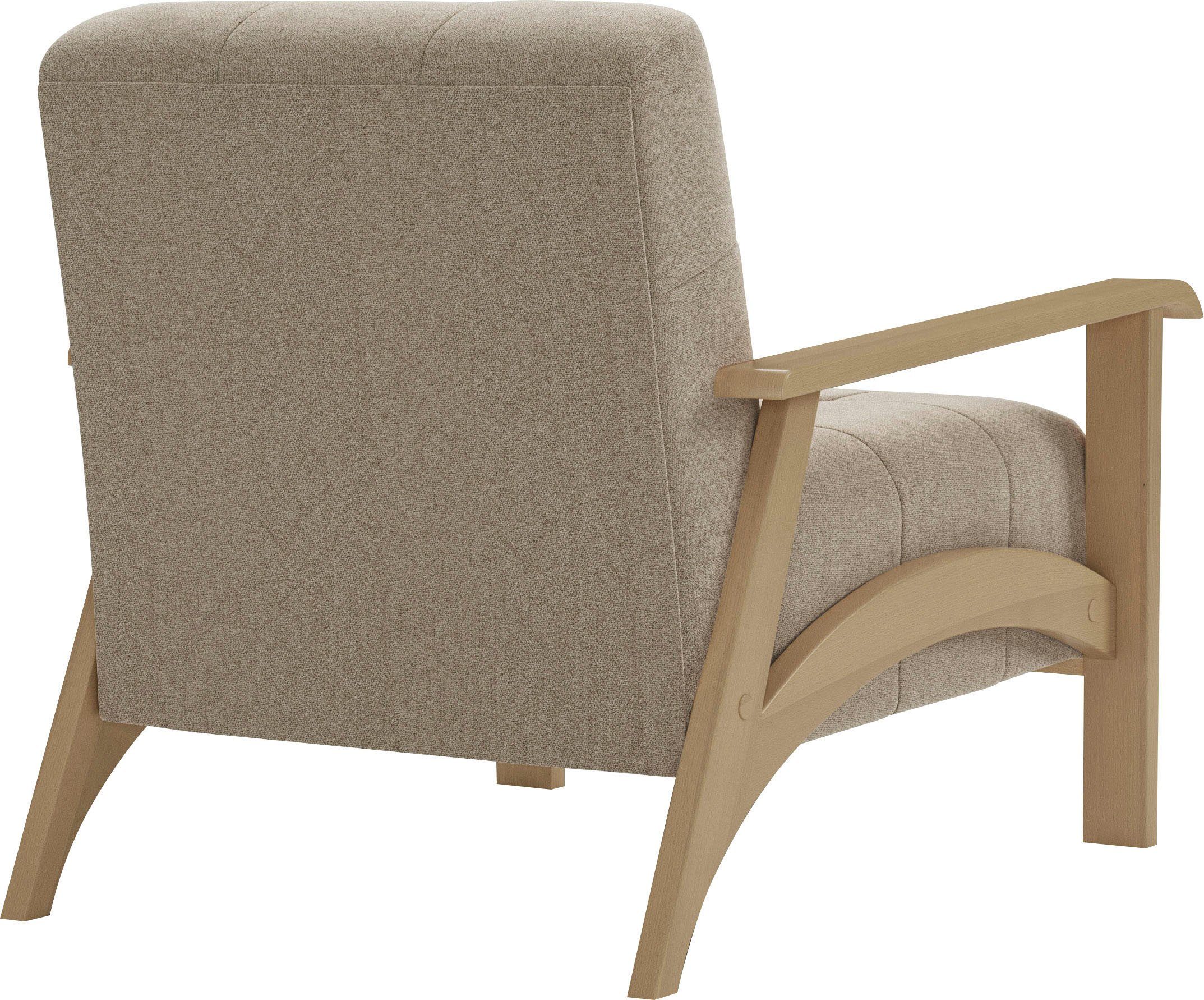 sit&more Fauteuil Billund Armleuningen van natuurlijk beukenhout, verschillende bekledingen en kleuren
