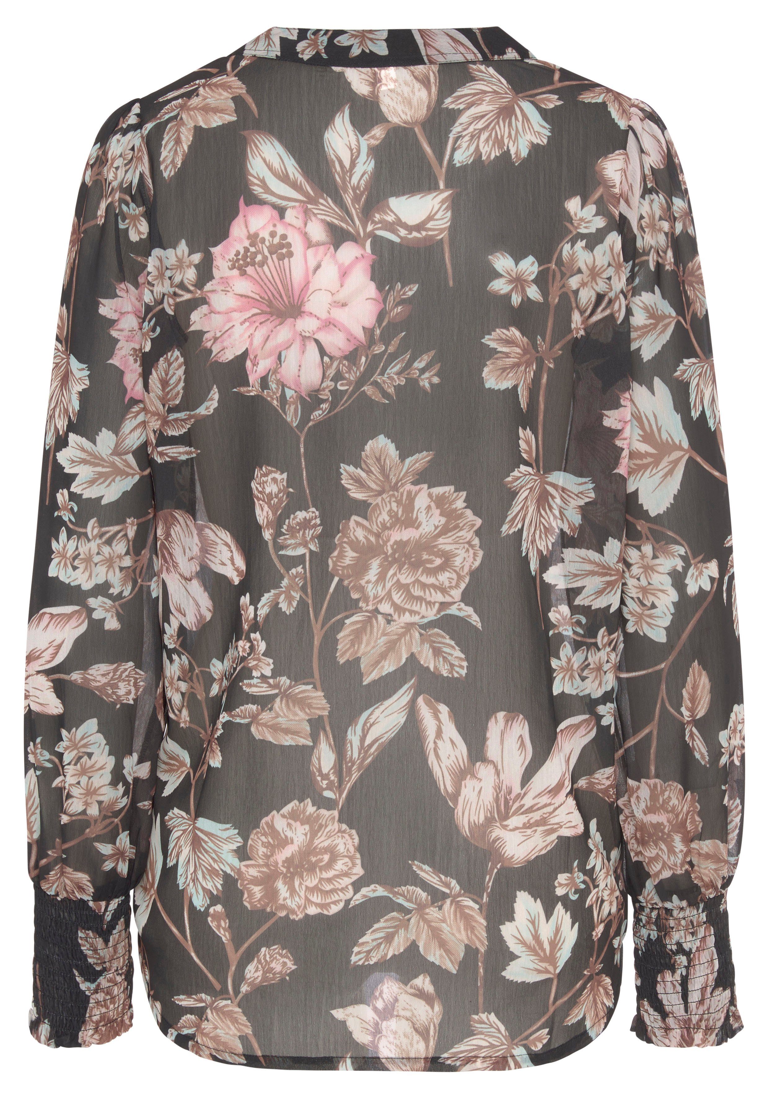 Lascana Chiffon blouse met bloemenprint en v-hals, damesblouse, elegant-chic