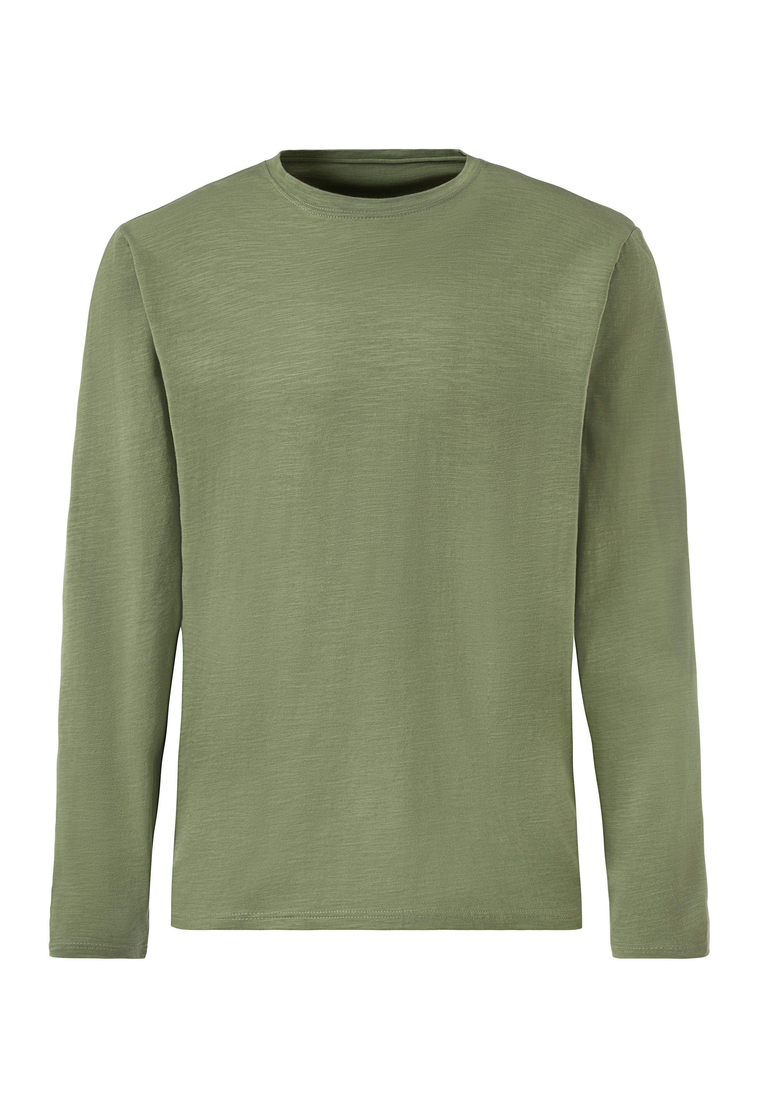 John Devin Shirt met lange mouwen , longsleeve in hoogwaardige slub-garen kwaliteit (2-delig, Set van 2)