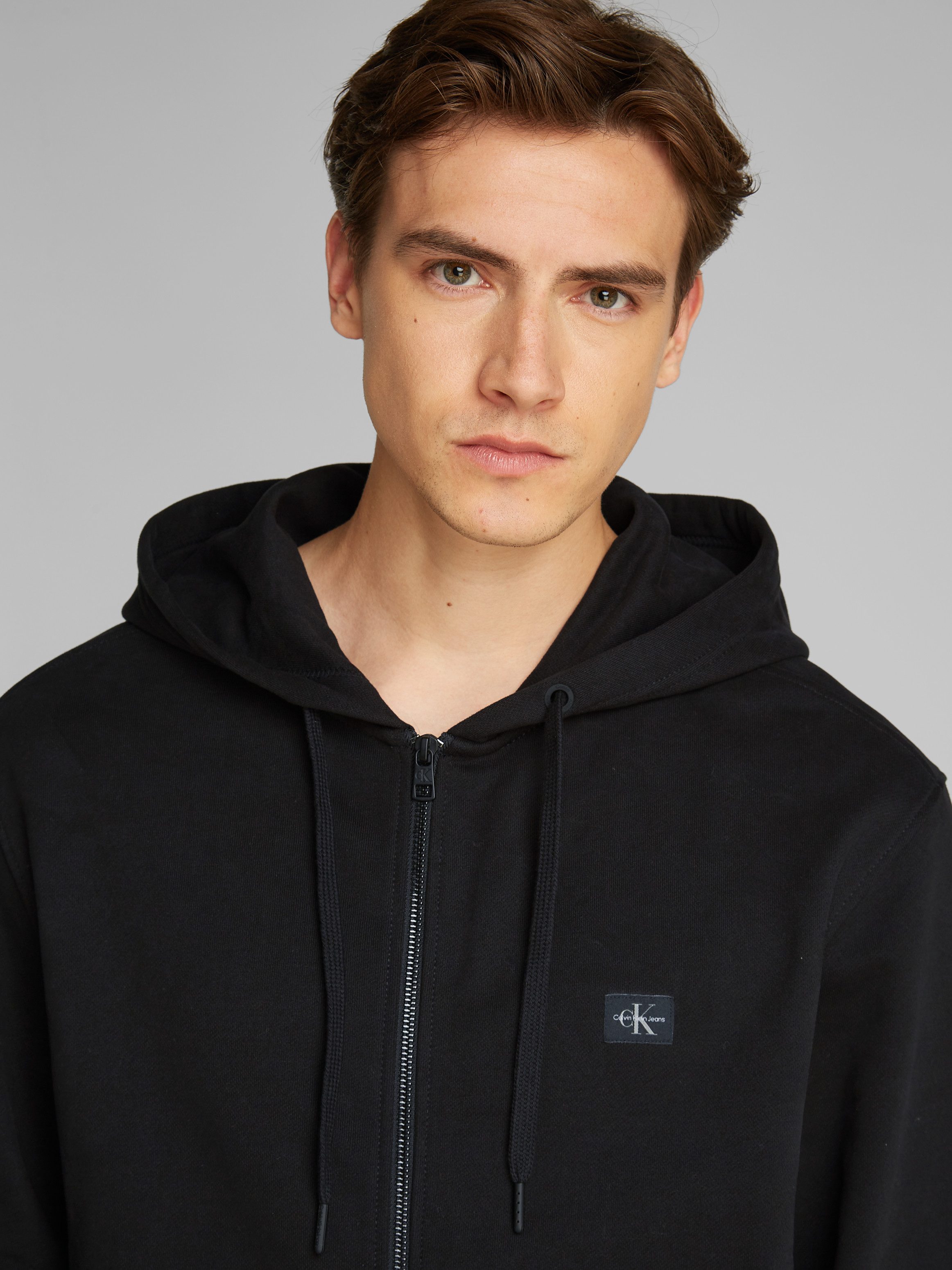 Calvin Klein Sweatvest WOVEN LABEL ZIP THROUGH HOODIE