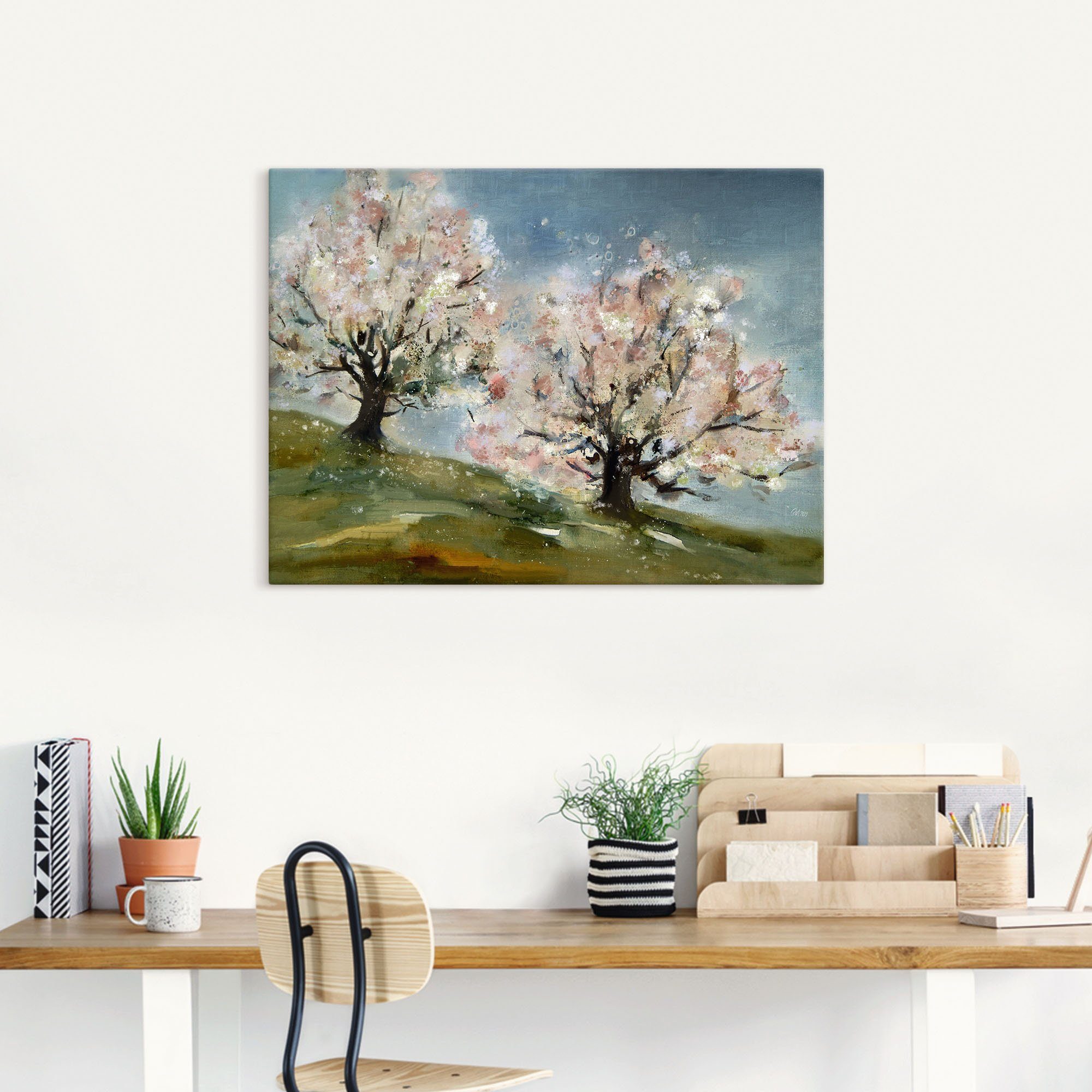 Artland Artprint op linnen Lente - bloesem van fruitbomen