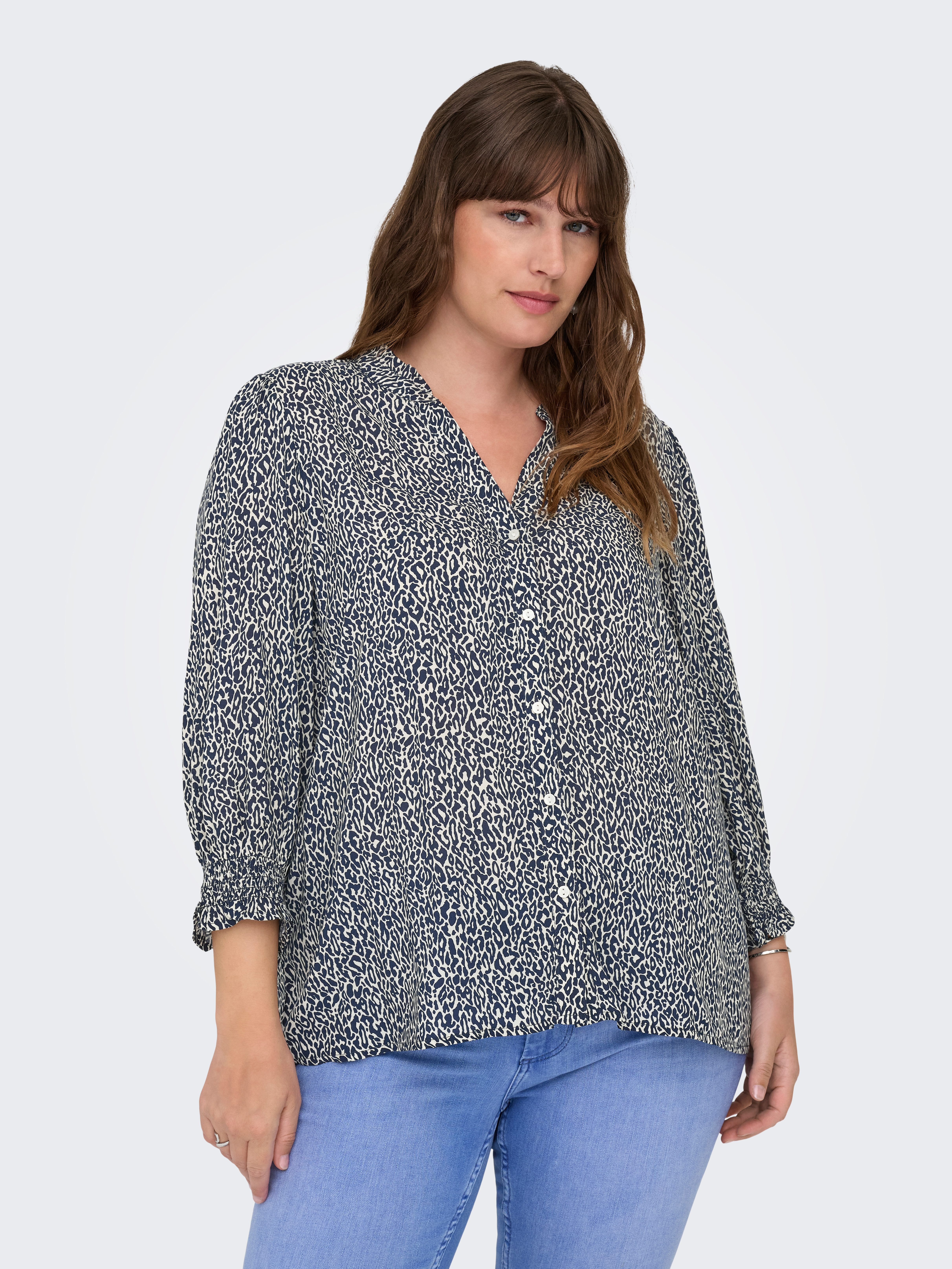 ONLY CARMAKOMA Gedessineerde blouse CARRAYA 3/4 SHIRT WVN NOOS