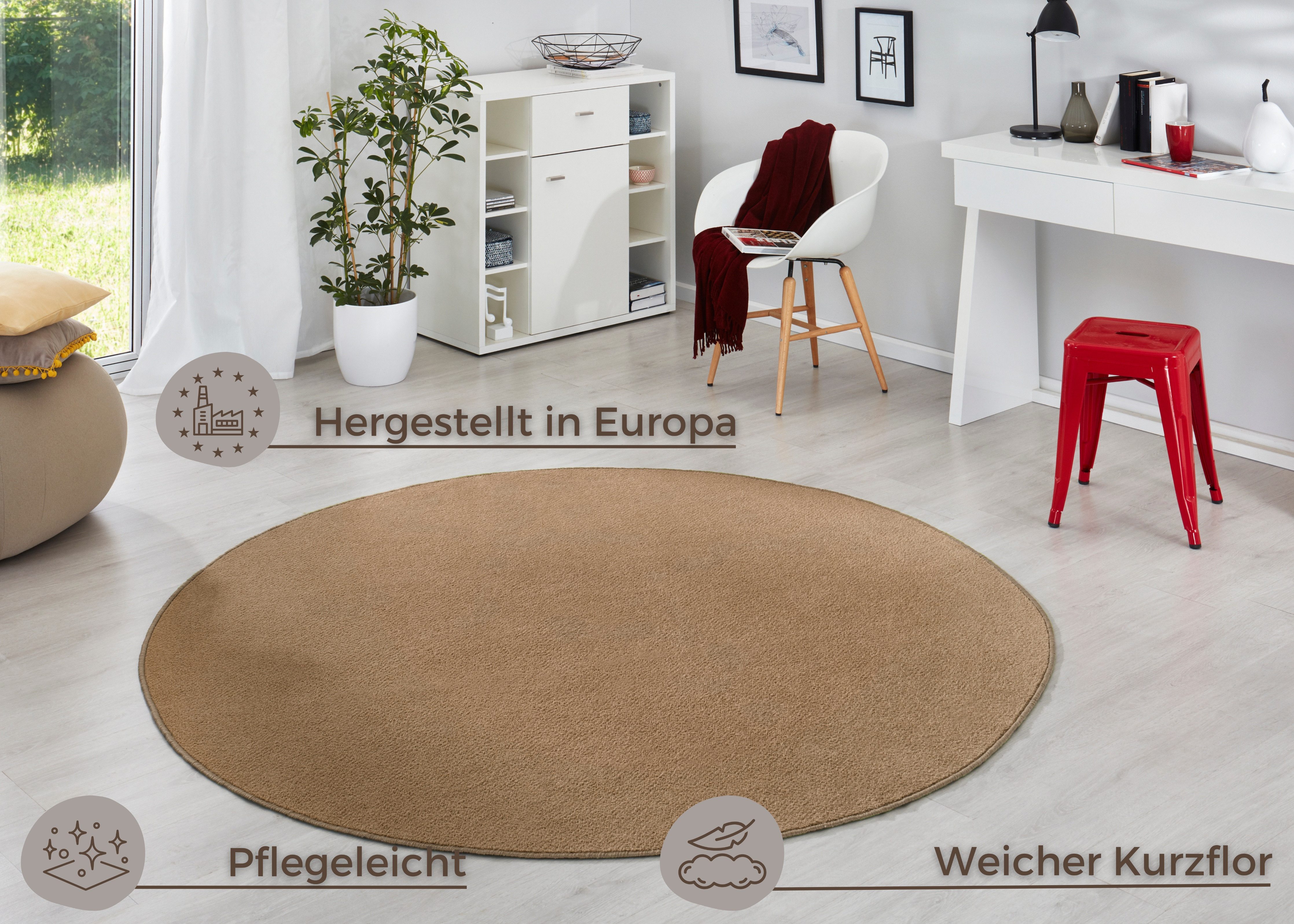 HANSE Home Vloerkleed Fancy Korte pool, zacht, uni, woonkamer, slaapkamer, eetkamer