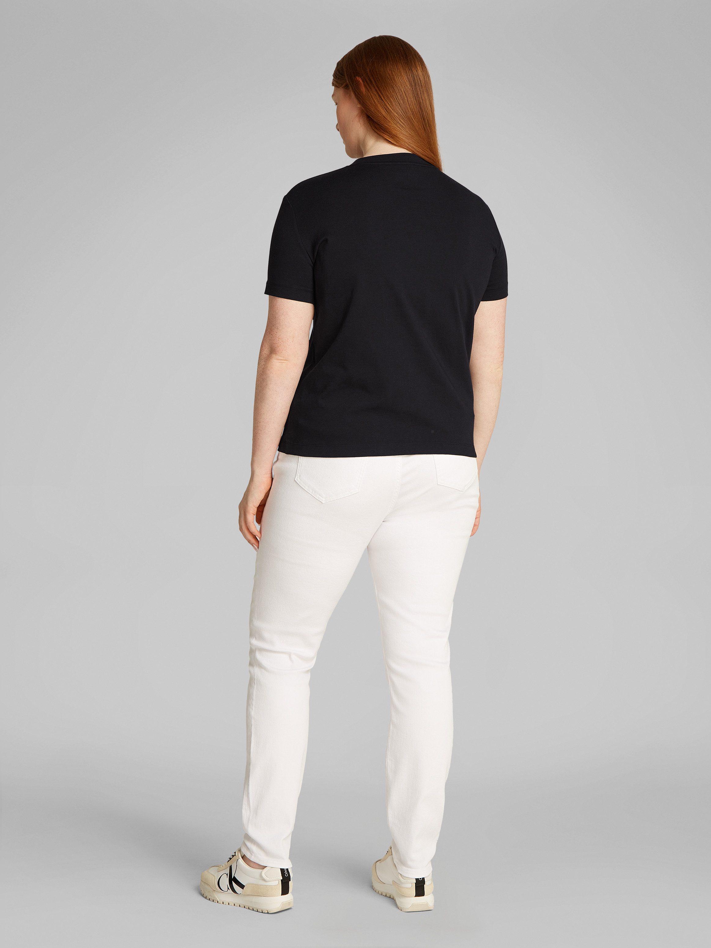 Calvin Klein Jeans Plus T-shirt PLUS GLOSSY MONOLOGO REGULAR TEE met glanzende print in grote maten