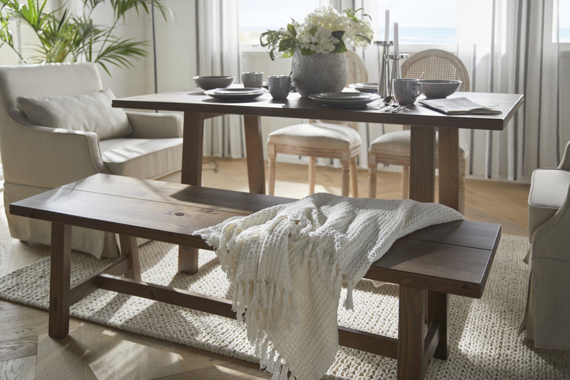 my home Wollen kleed Noyack Handgeweven kleed, tricot-look, met de hand geweven, zuivere wol
