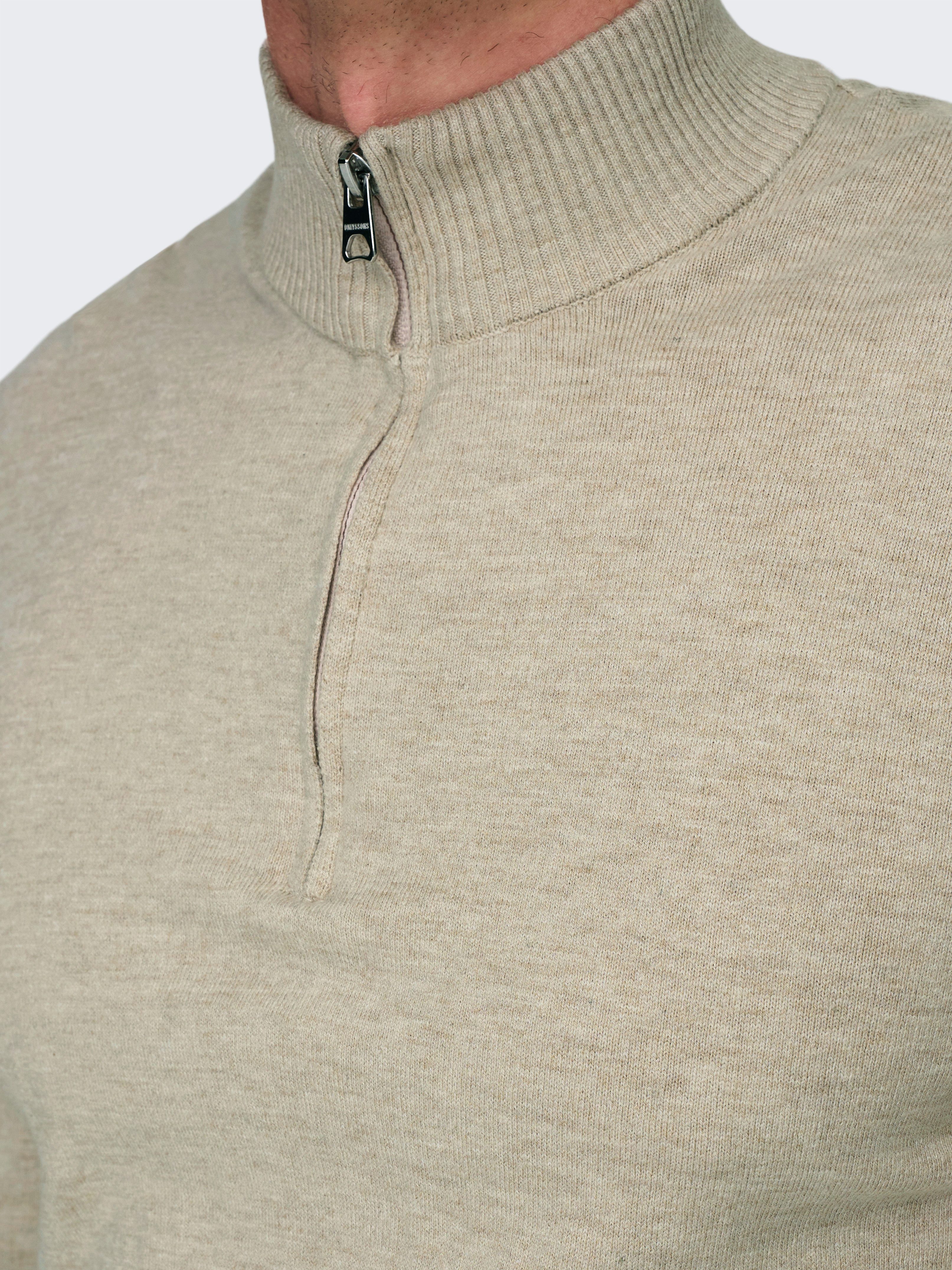 ONLY & SONS Schipperstrui ONSLOUI REG 12 MEL HALF ZIP KNIT NOOS