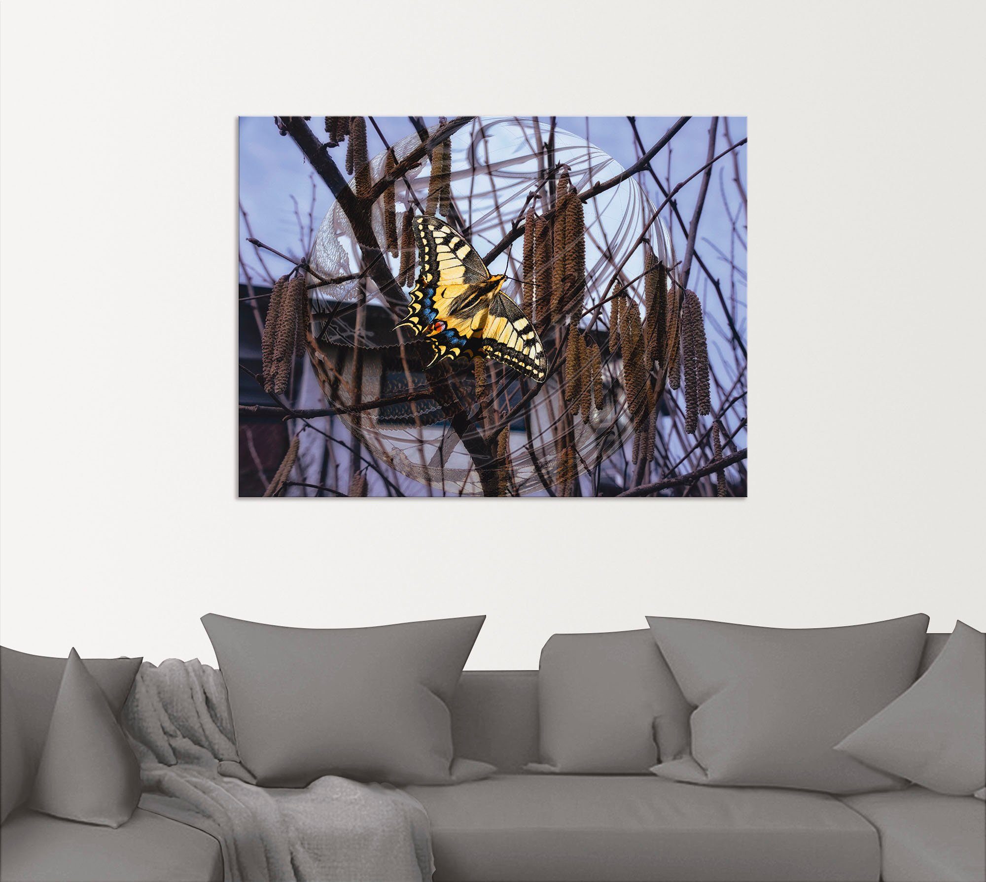 Artland Artprint Blik uit het venster - Burghausener burcht als artprint van aluminium, artprint op linnen, muursticker of poster in verschillende maten