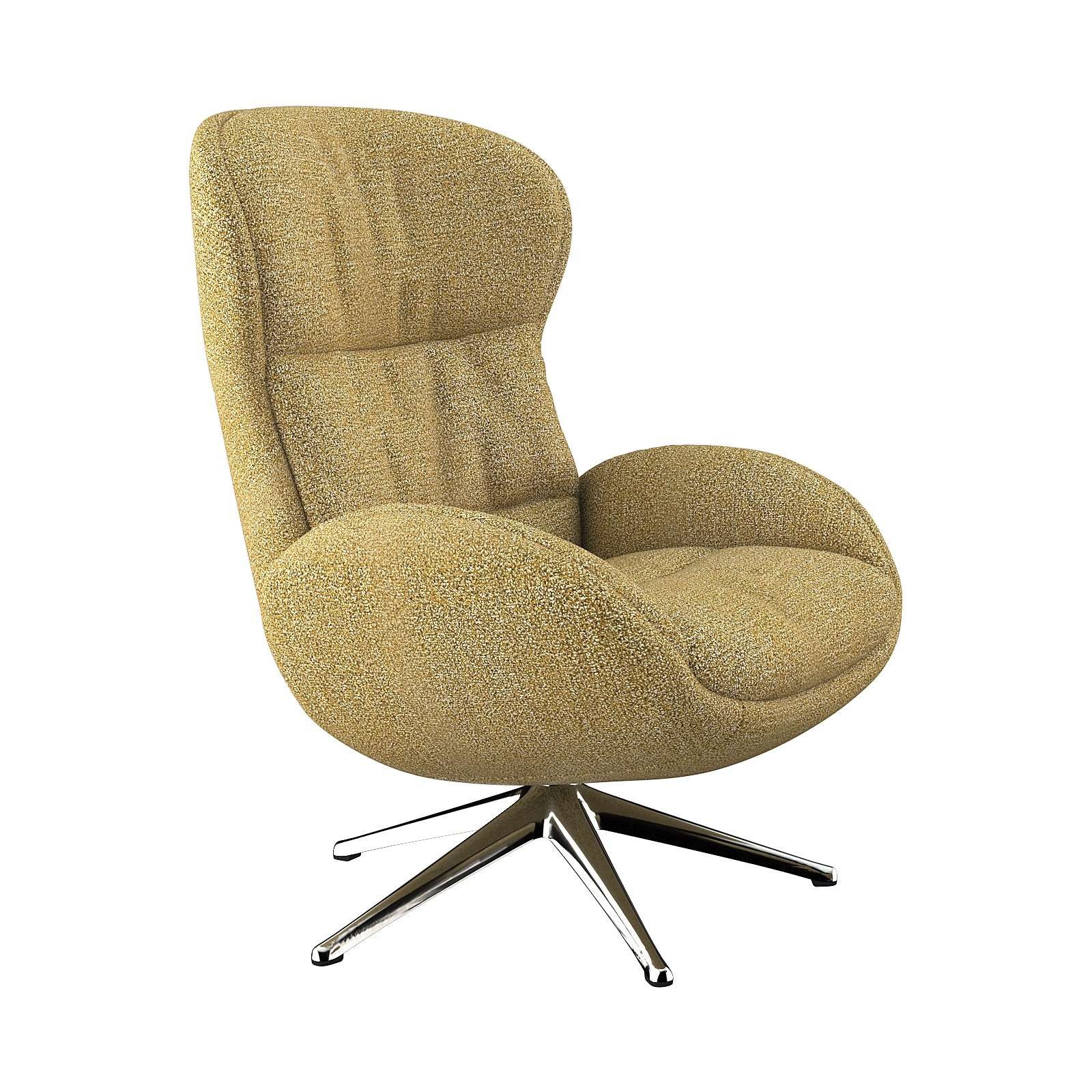 FLEXLUX Relaxfauteuil Haze, TV-stoel, fauteuil, stoffeerstoel Rugdeelverstelling, draaibaar, voet van aluminium tv-fauteuils maat Bouclé geel
