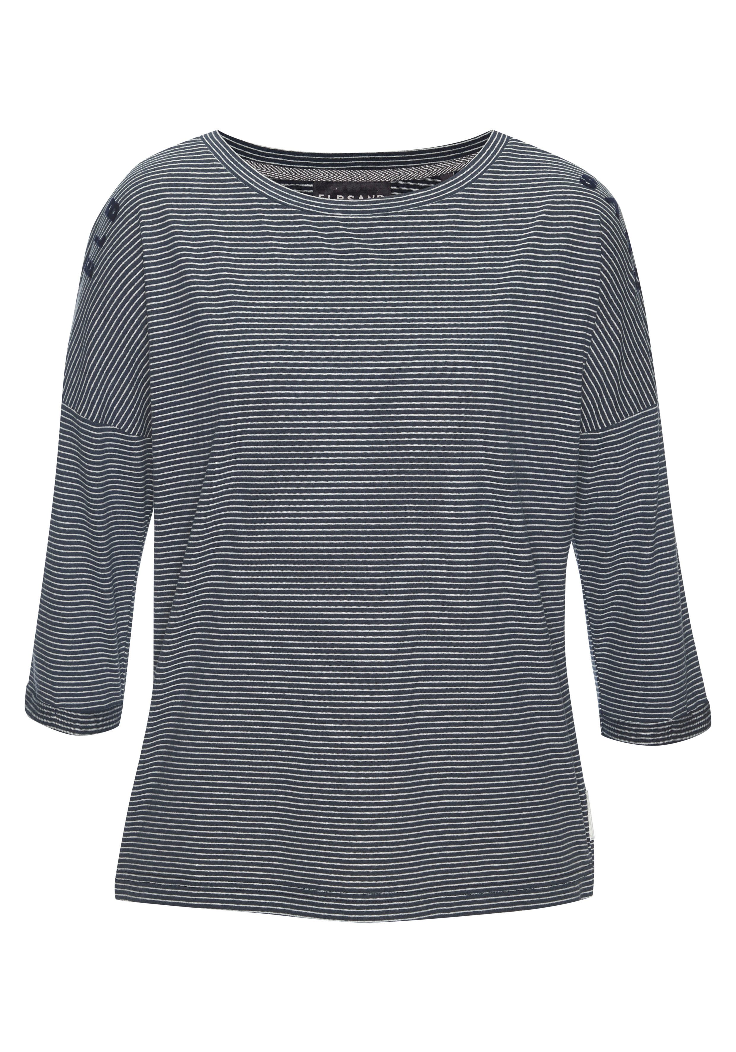 Elbsand Shirt met 3/4 mouwen Veera met logo-print en overlappende schouders, casual shirt