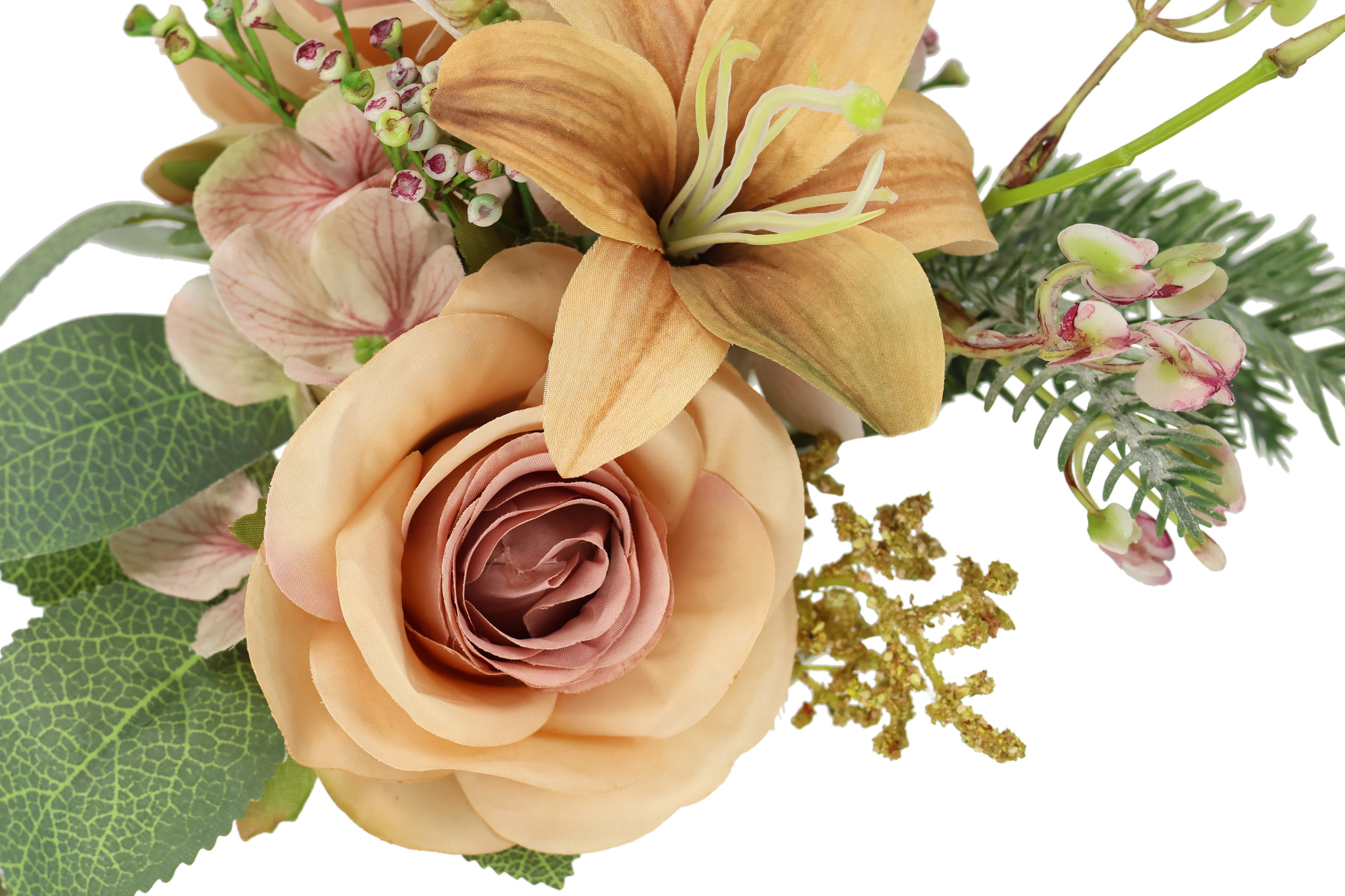 I.GE.A. Kunstbloem nboeket rozen, lelies, hortensia Bloemenboeket boeket bloem grafdecoratie opvulling grafdecoratie (2 stuks)