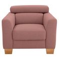 home affaire fauteuil steve premium luxe met verstelbare hoofdsteun, belastbaar tot 140 kg roze