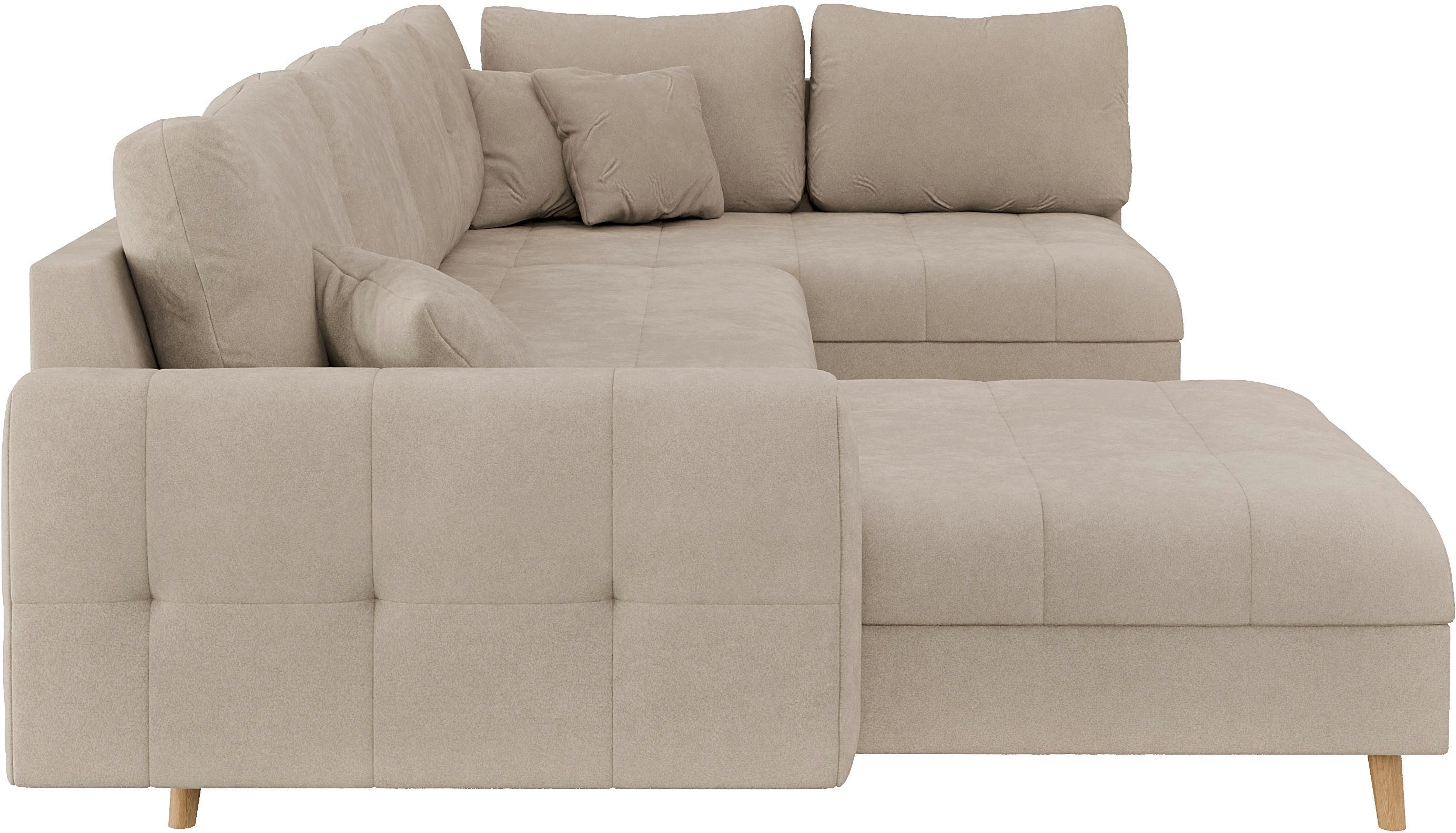 Home affaire Zithoek CHARRE U-vorm met ottomane, afmetingen B/D/H: 310/161/81 cm fijne stiksels, losse rug- en sierkussens, ook in cord en bouclé